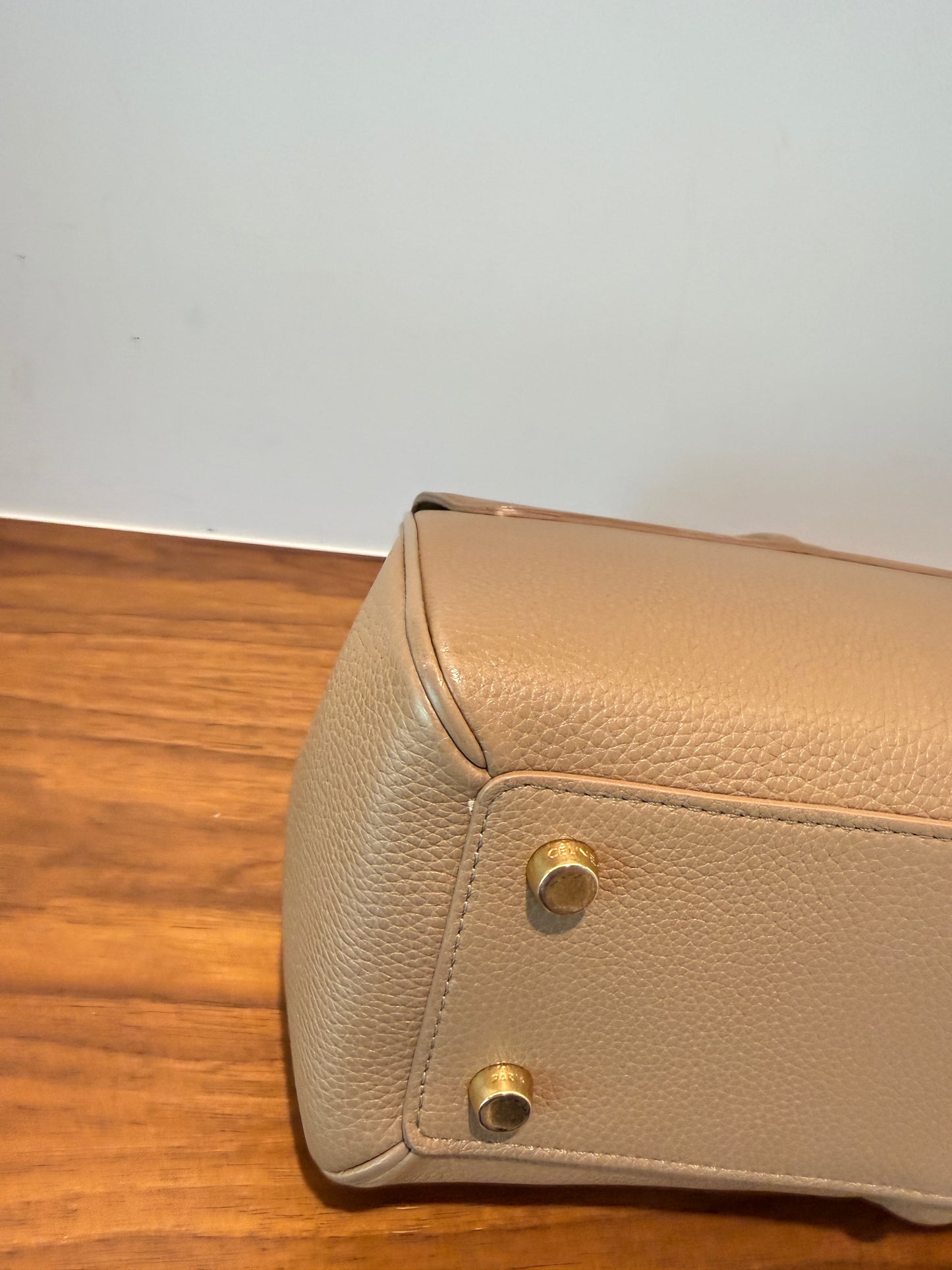 Celine Calfskin Small 16 Top Handle Bag in Beige Pre-Owned