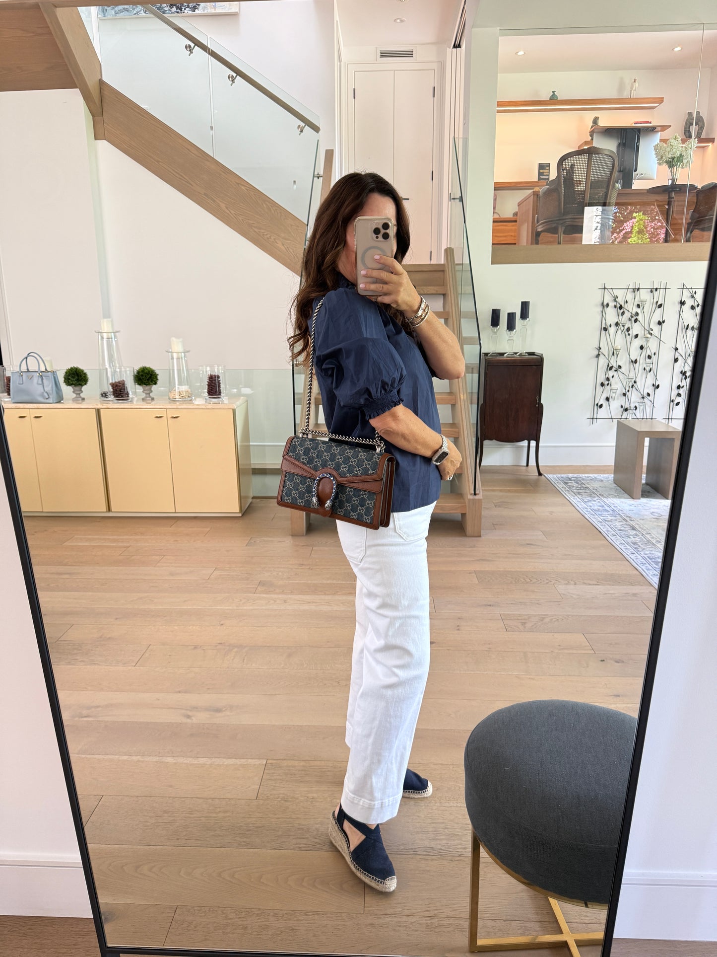 Gucci New Denim GG Monogram Dollar Calfskin Enamel Dionysus Shoulder Bag Blue Tea Cuir Epilog Electric Blue