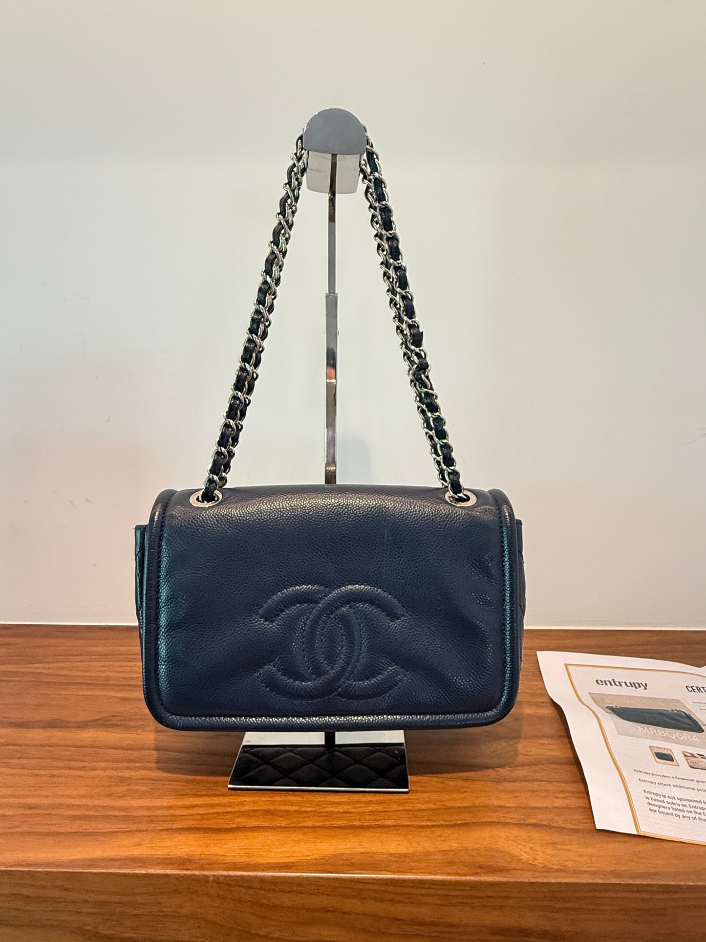 Chanel Caviar Medium Timeless CC Flap Navy Pre-Owned
