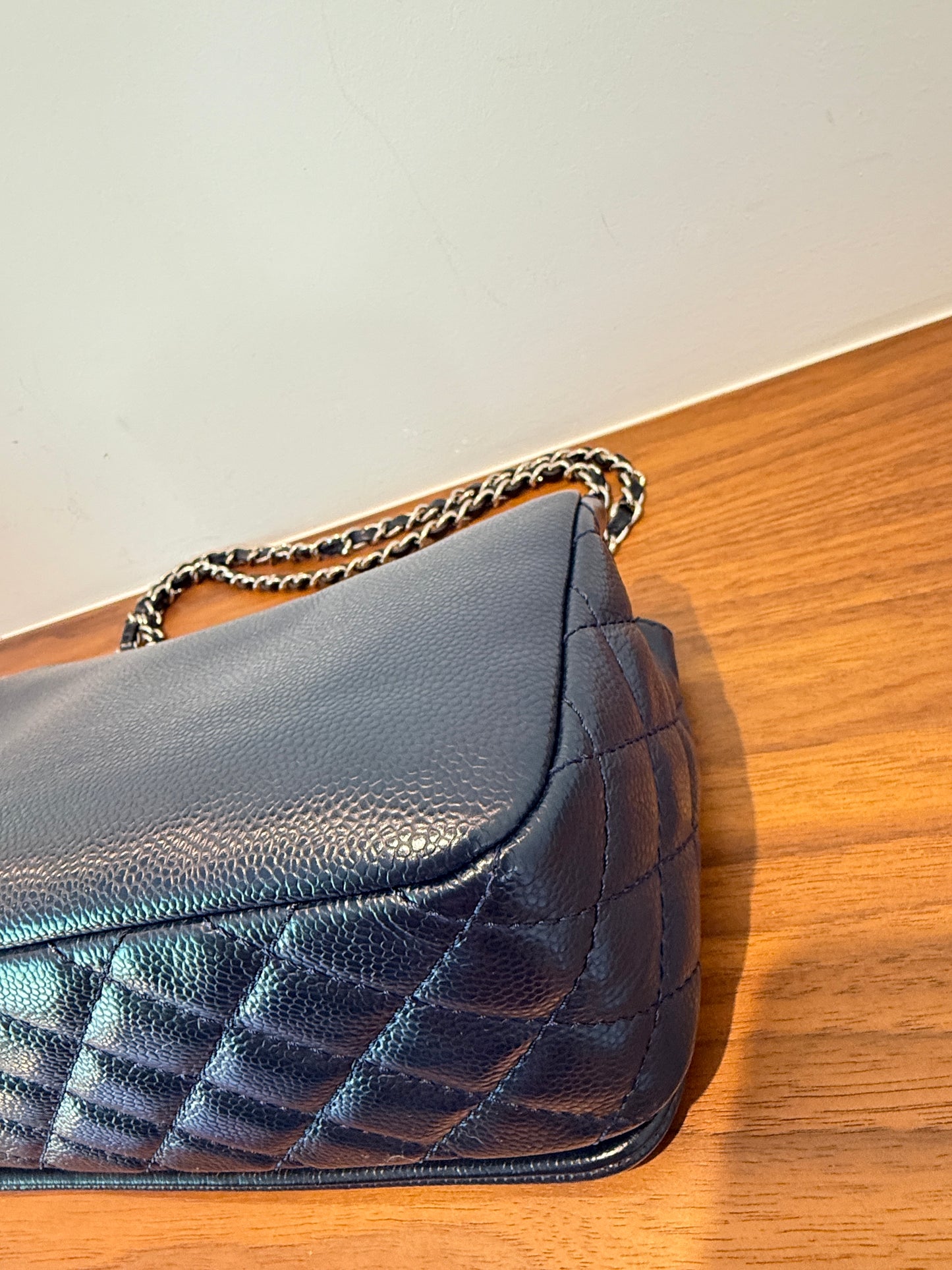 Chanel Caviar Medium Timeless CC Flap Navy Pre-Owned