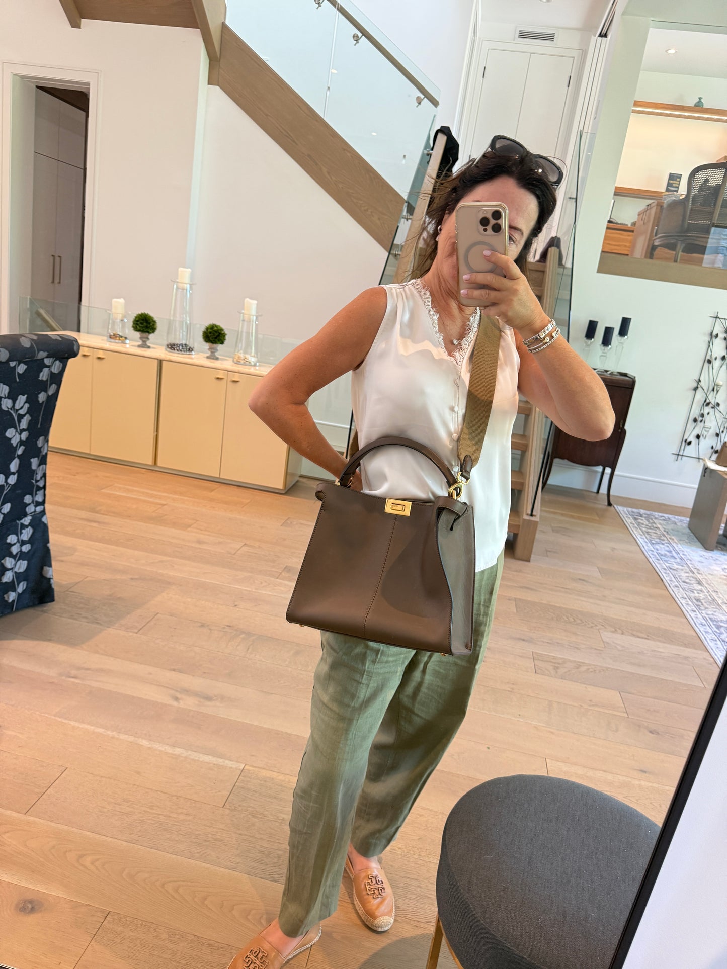 Fendi Vitello Seta Shiny Nappa Medium Peekaboo Satchel Pre-Owned