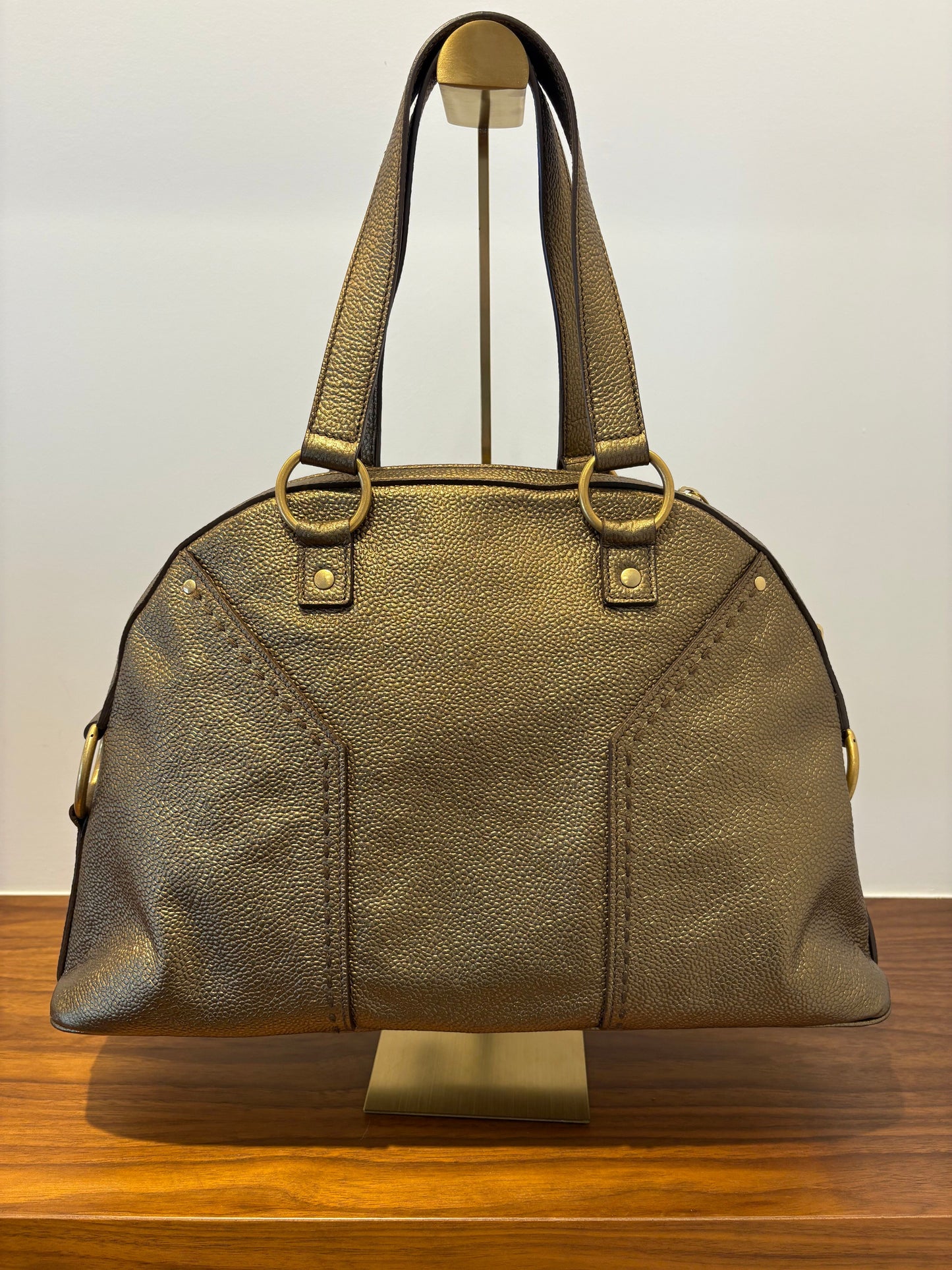 Yves Saint Laurent Metallic Gold Muse Satchel