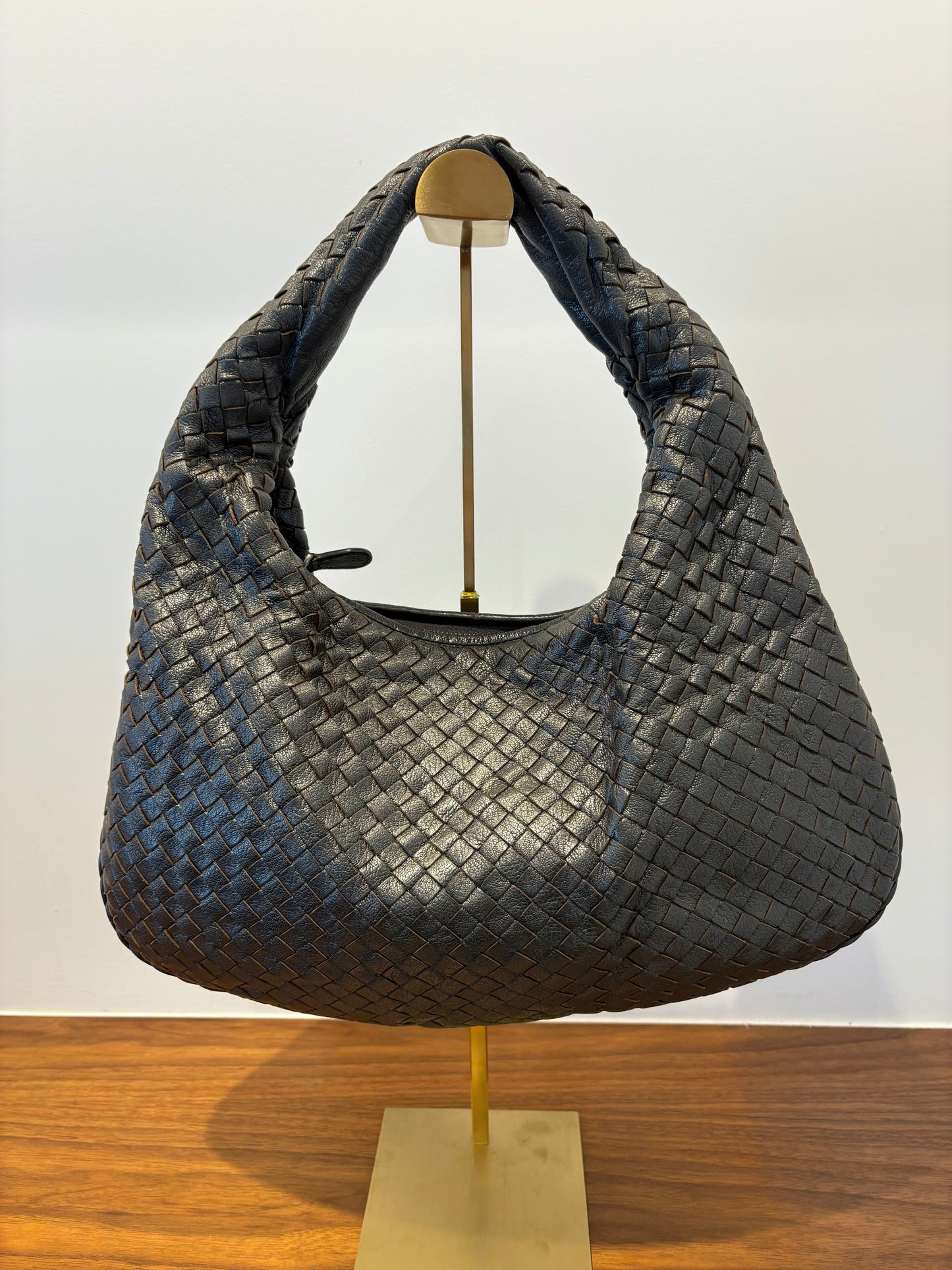 BOTTEGA VENETA Nappa Intrecciato Veneta Hobo Bag in Charcoal
