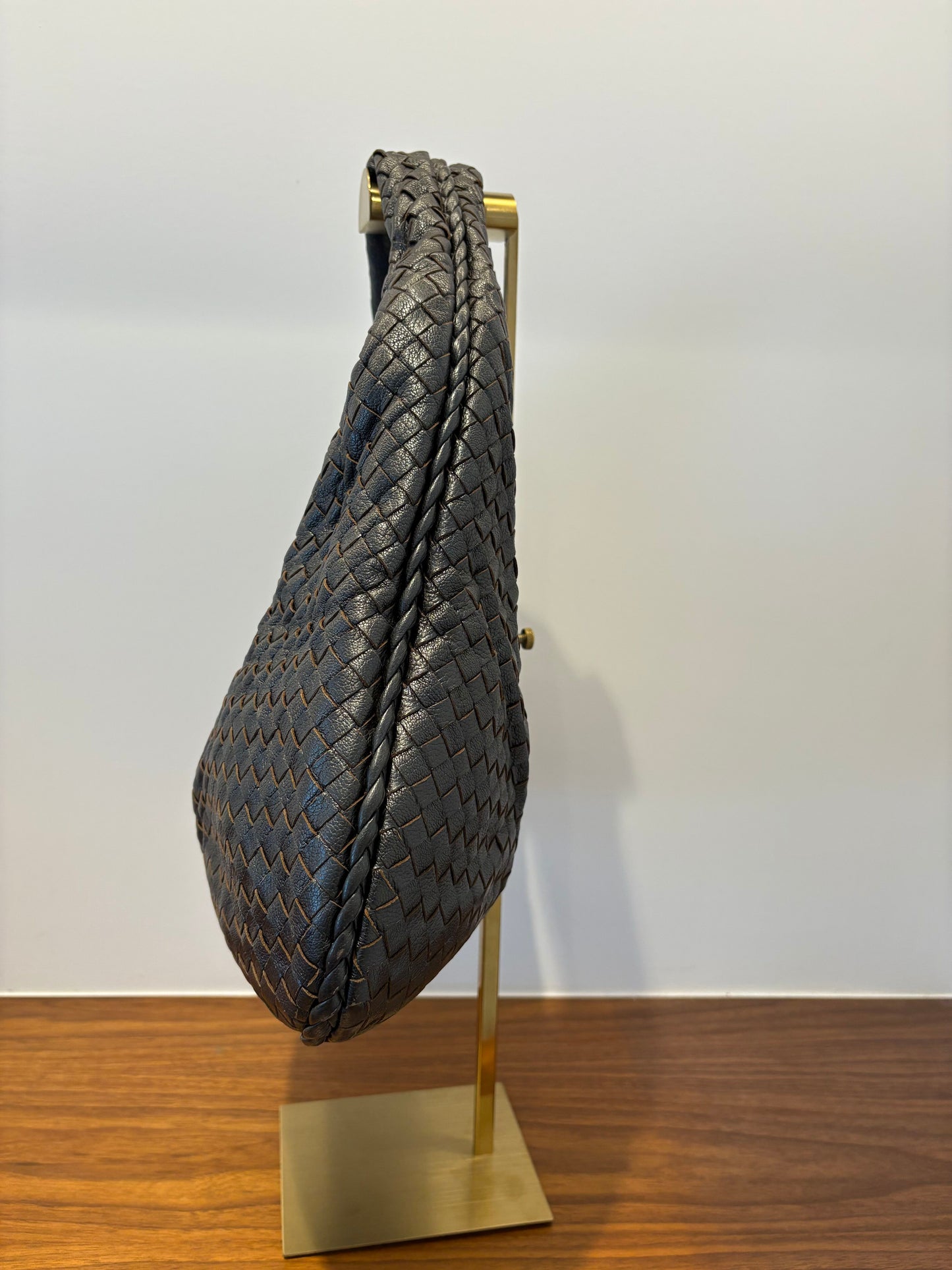 BOTTEGA VENETA Nappa Intrecciato Veneta Hobo Bag in Charcoal