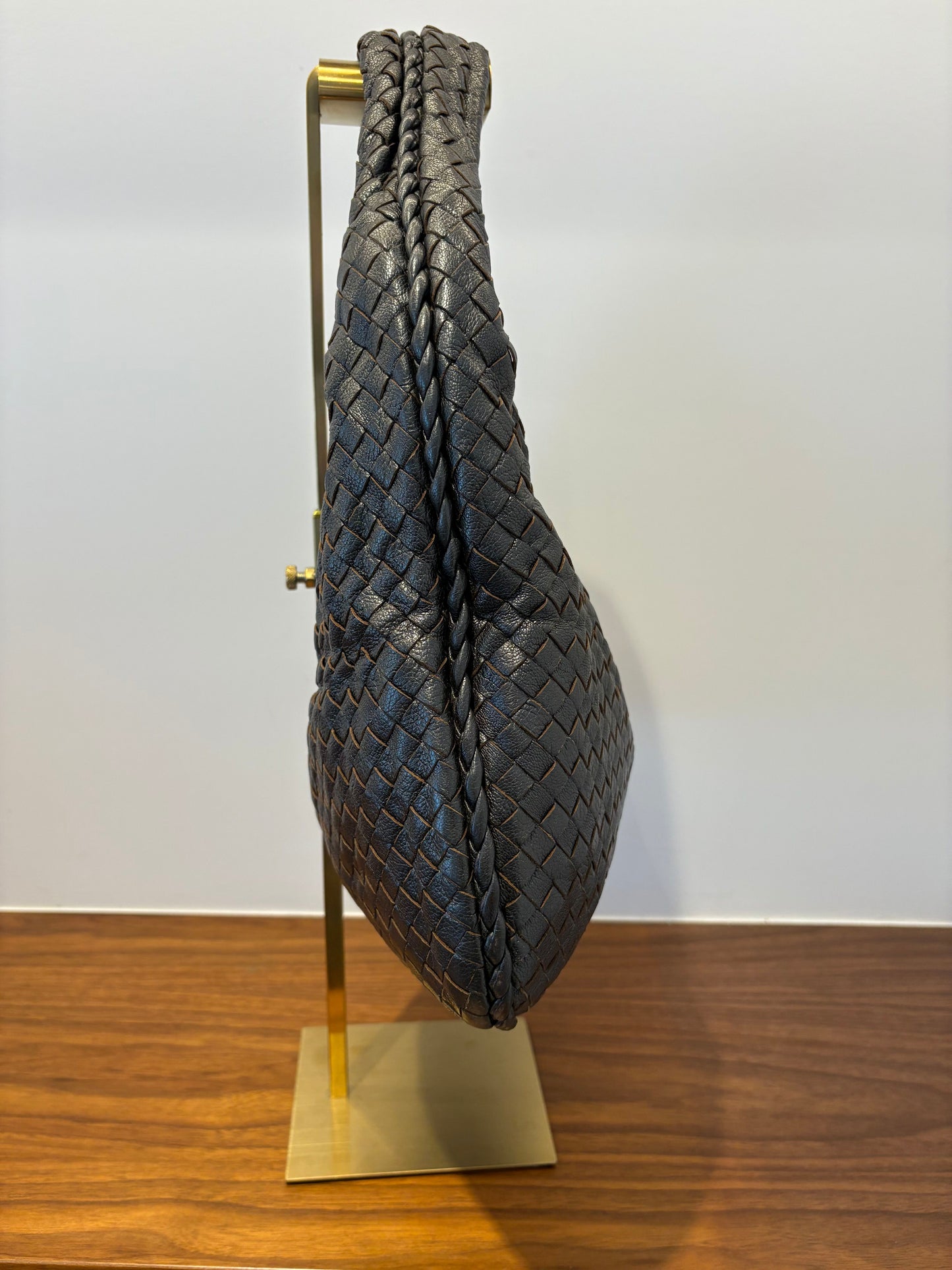 BOTTEGA VENETA Nappa Intrecciato Veneta Hobo Bag in Charcoal