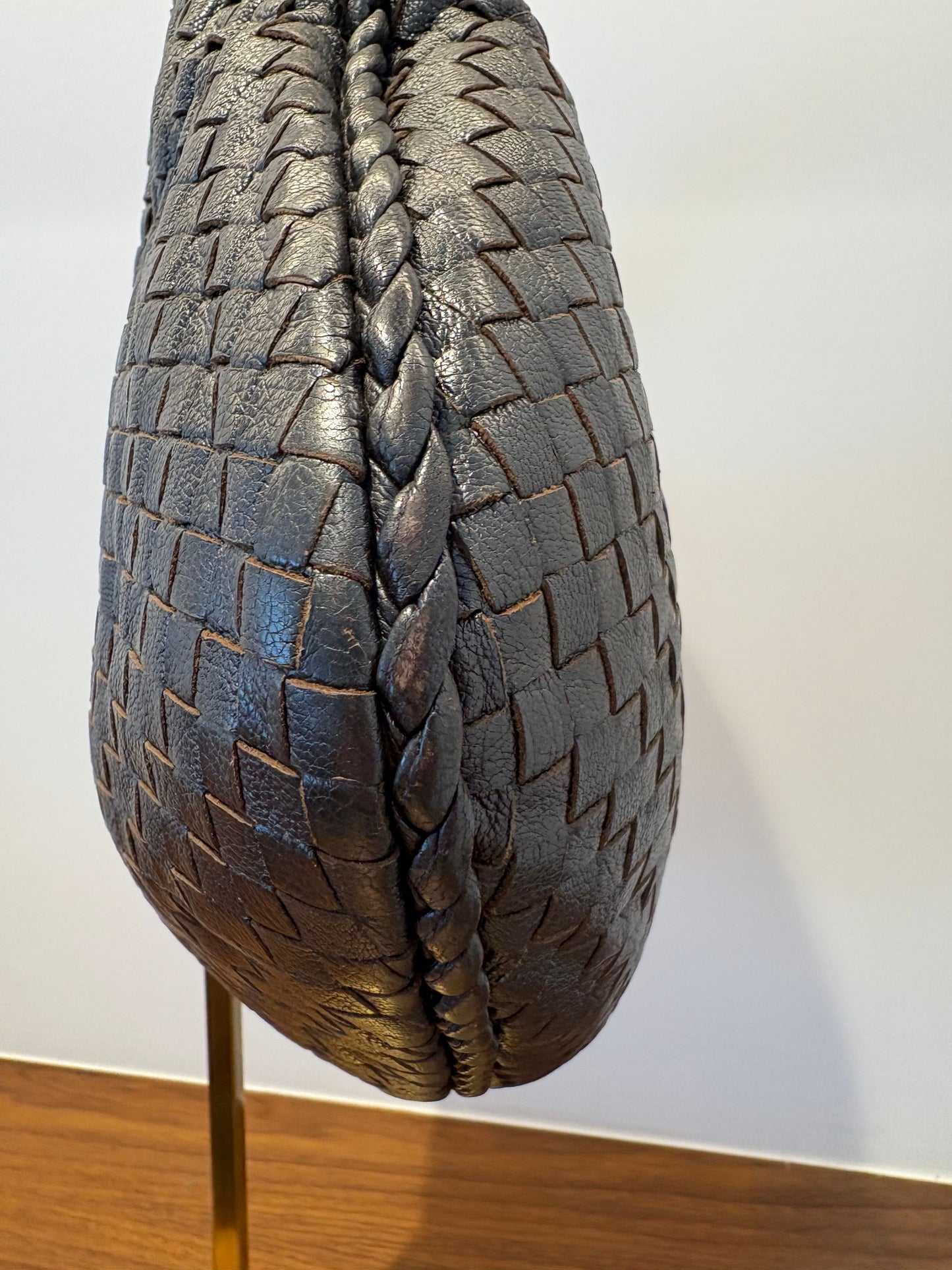 BOTTEGA VENETA Nappa Intrecciato Veneta Hobo Bag in Charcoal