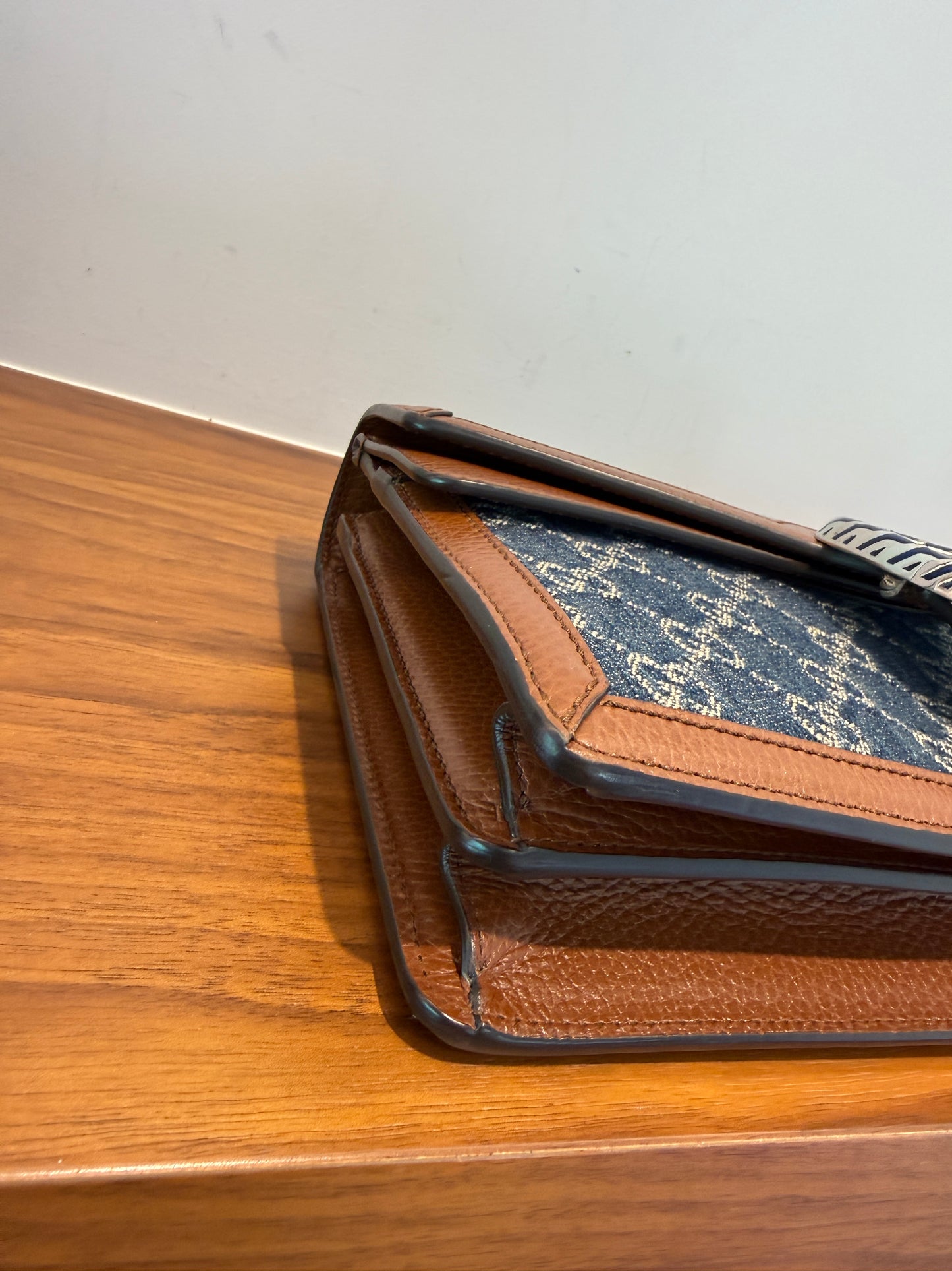 Gucci New Denim GG Monogram Dollar Calfskin Enamel Dionysus Shoulder Bag Blue Tea Cuir Epilog Electric Blue