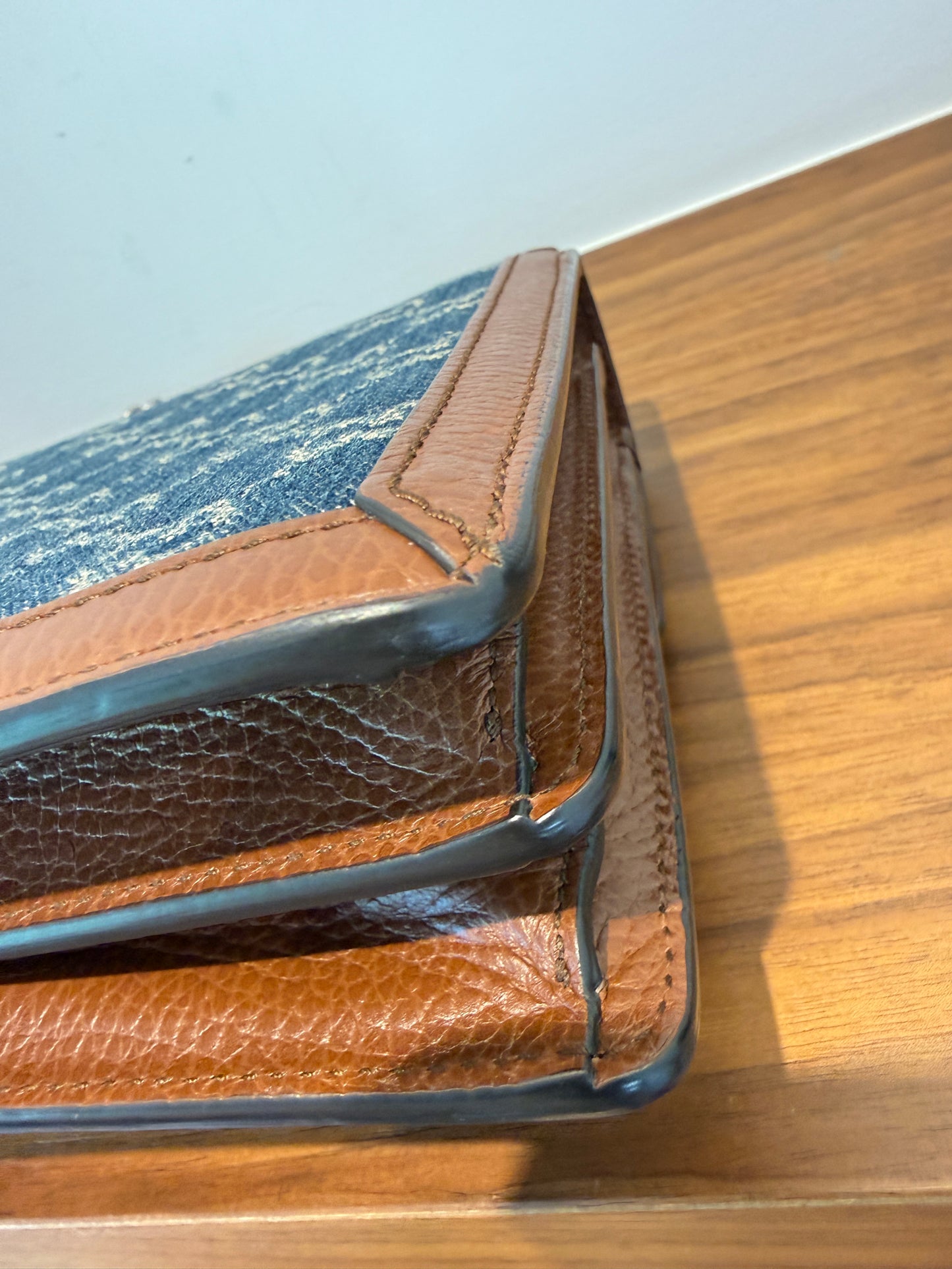 Gucci New Denim GG Monogram Dollar Calfskin Enamel Dionysus Shoulder Bag Blue Tea Cuir Epilog Electric Blue