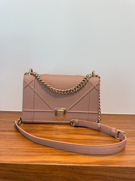Christian Dior Grained Calfskin Medium Diorama Flap Bag Beige