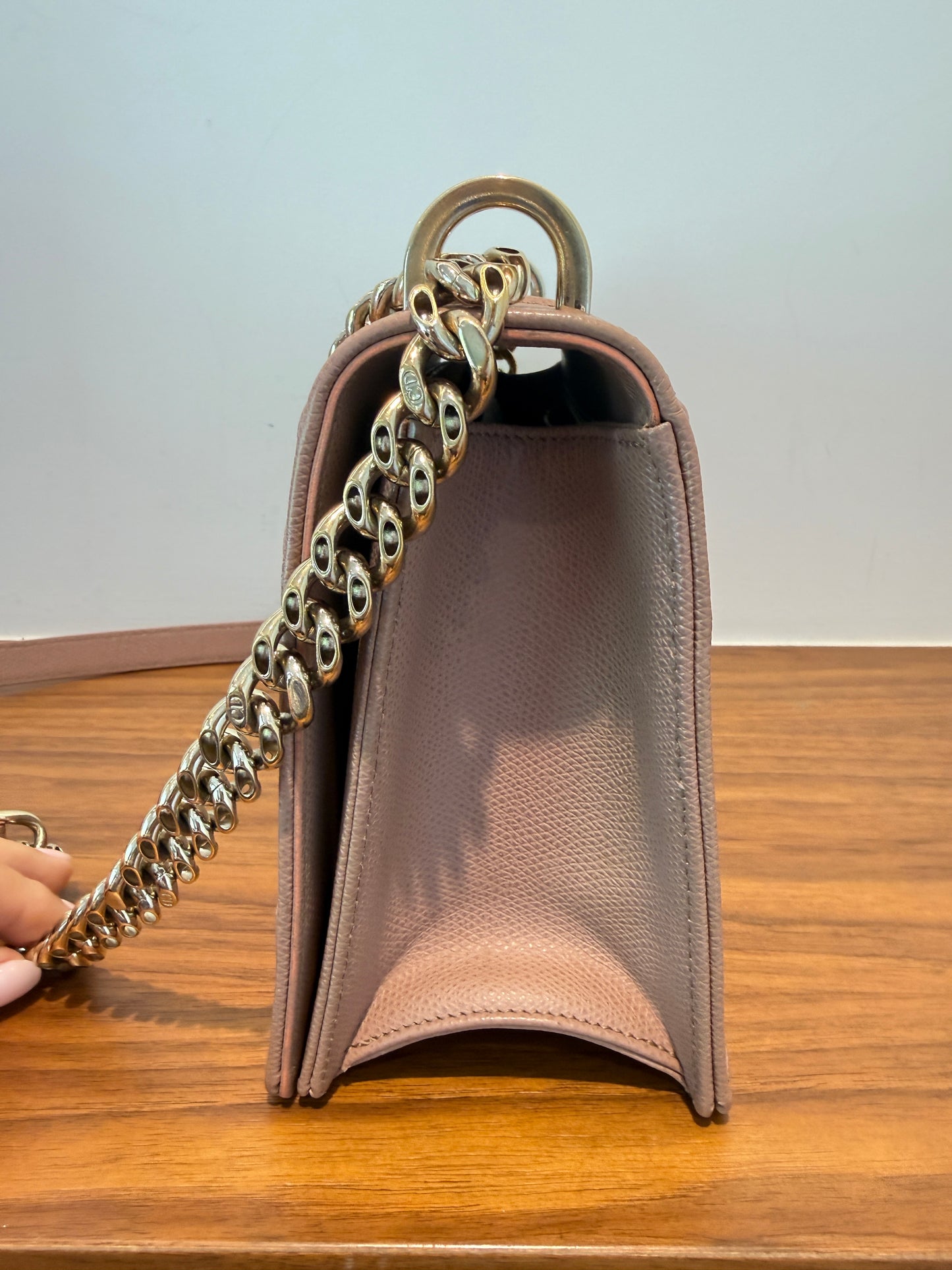 Christian Dior Grained Calfskin Medium Diorama Flap Bag Beige