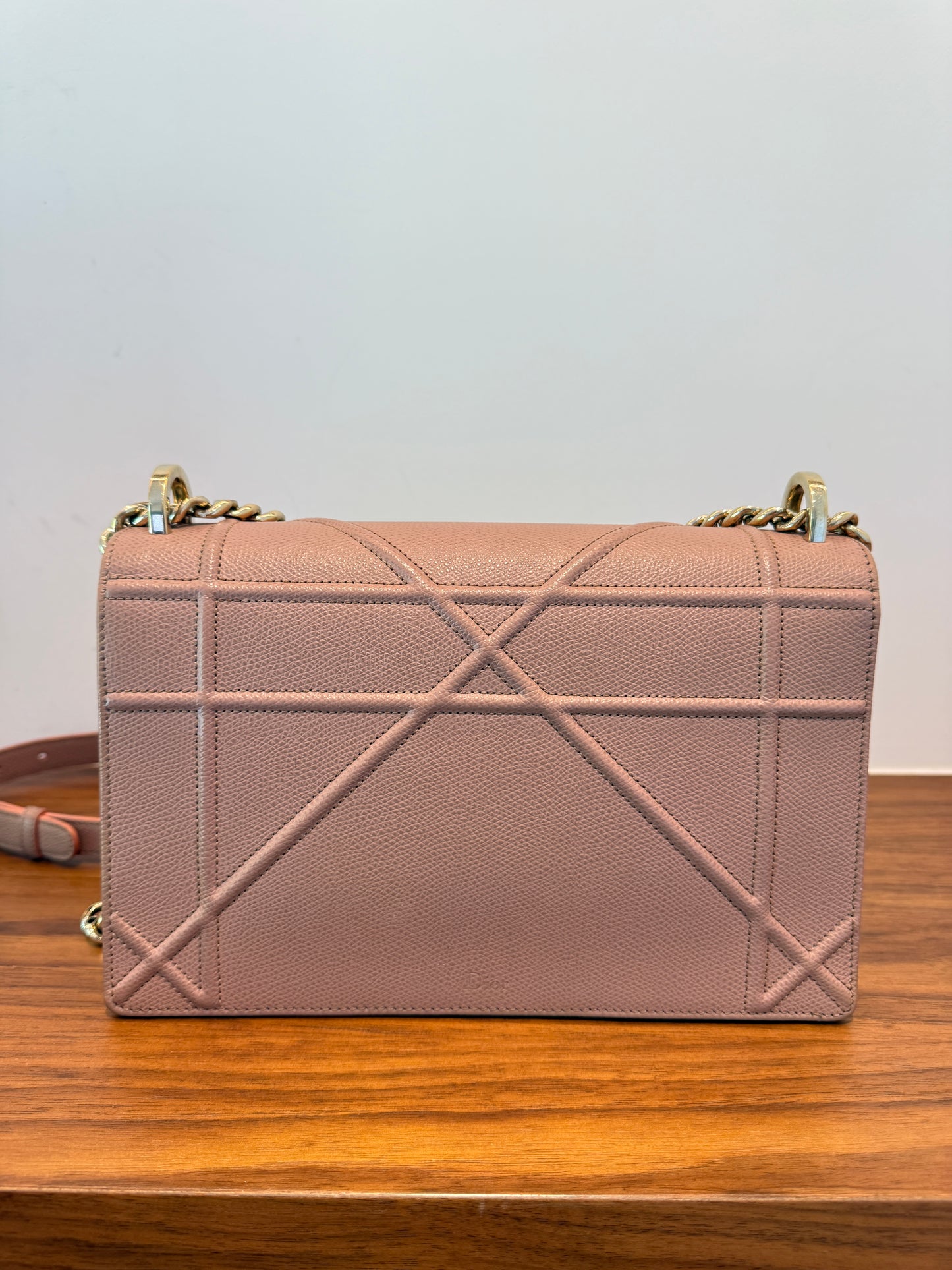 Christian Dior Grained Calfskin Medium Diorama Flap Bag Beige