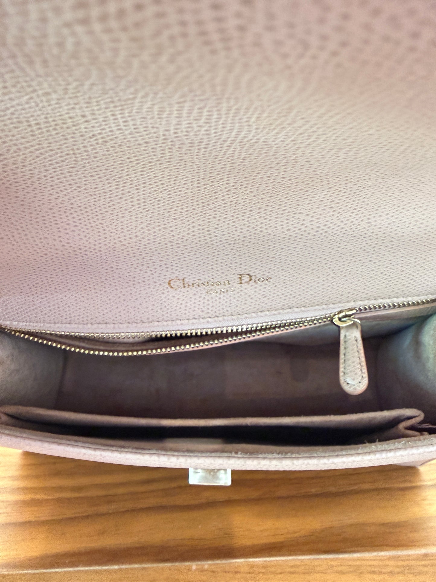 Christian Dior Grained Calfskin Medium Diorama Flap Bag Beige