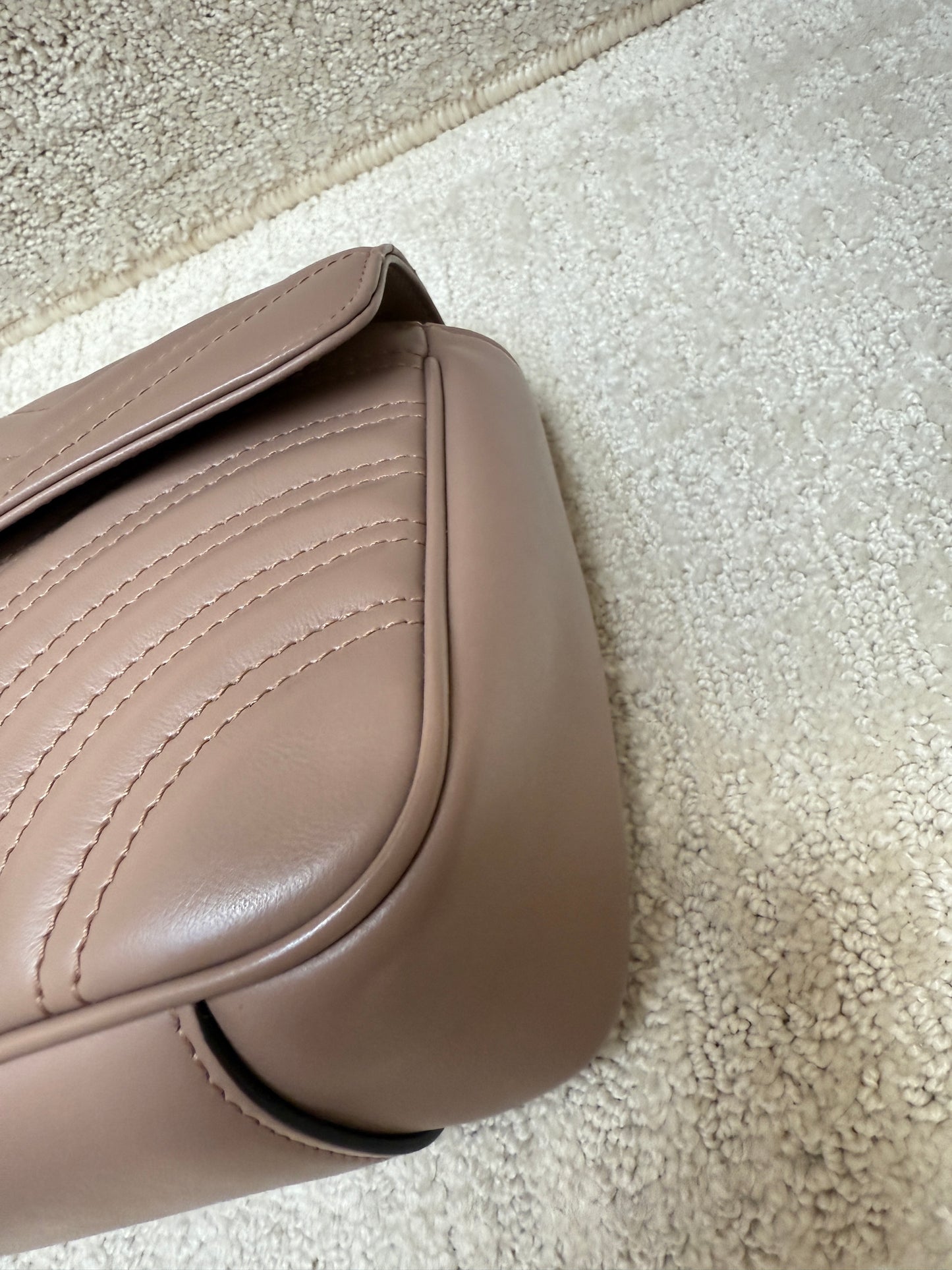 GUCCI Calfskin Matelasse GG Marmont small in taupe