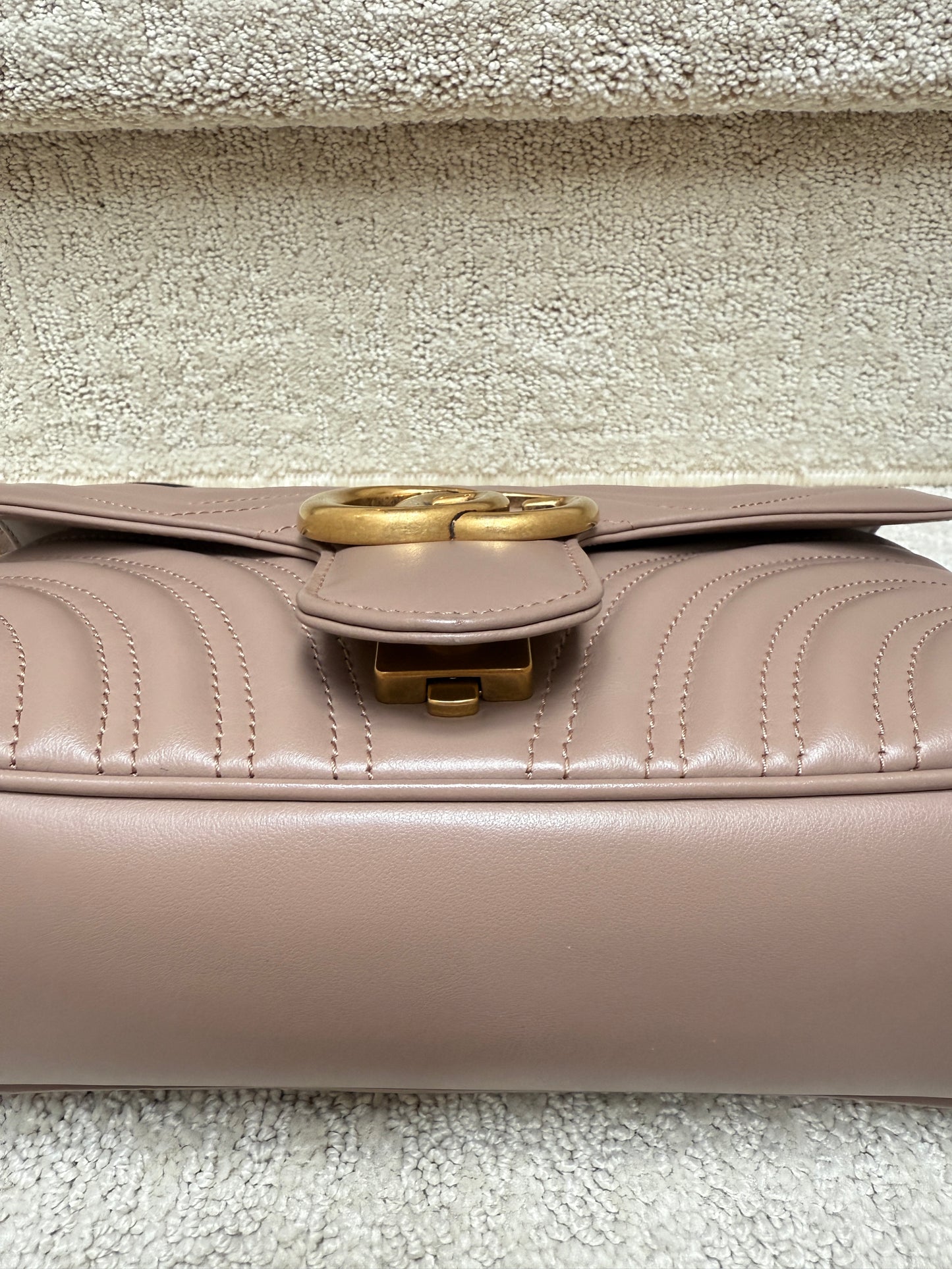 GUCCI Calfskin Matelasse GG Marmont small in taupe