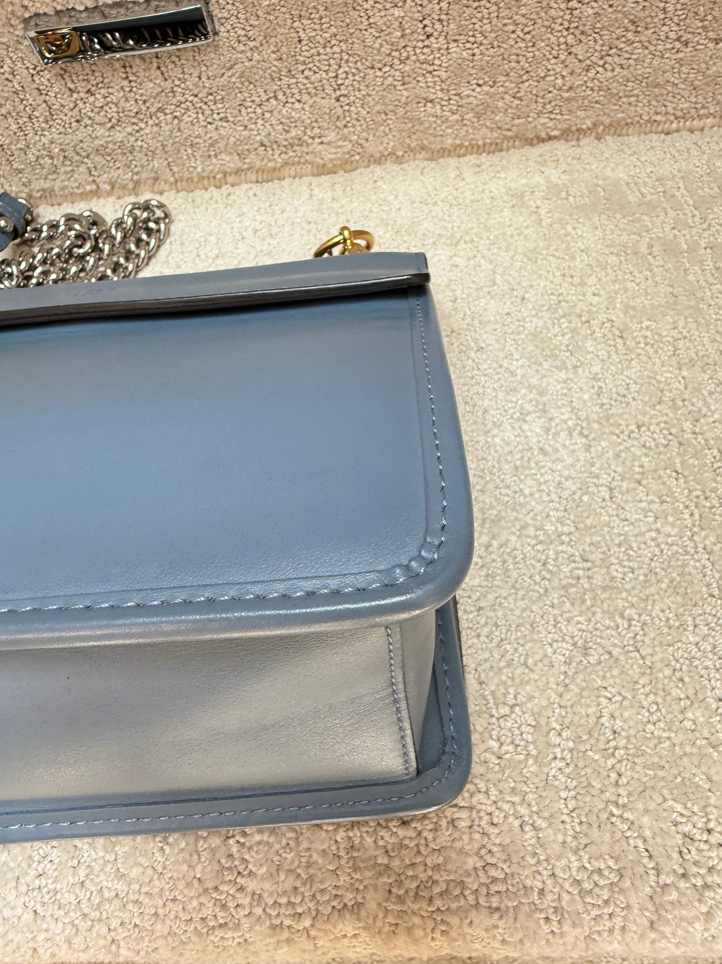 Fendi Ceruleo Vitello Leather Kan I logo bag in blue