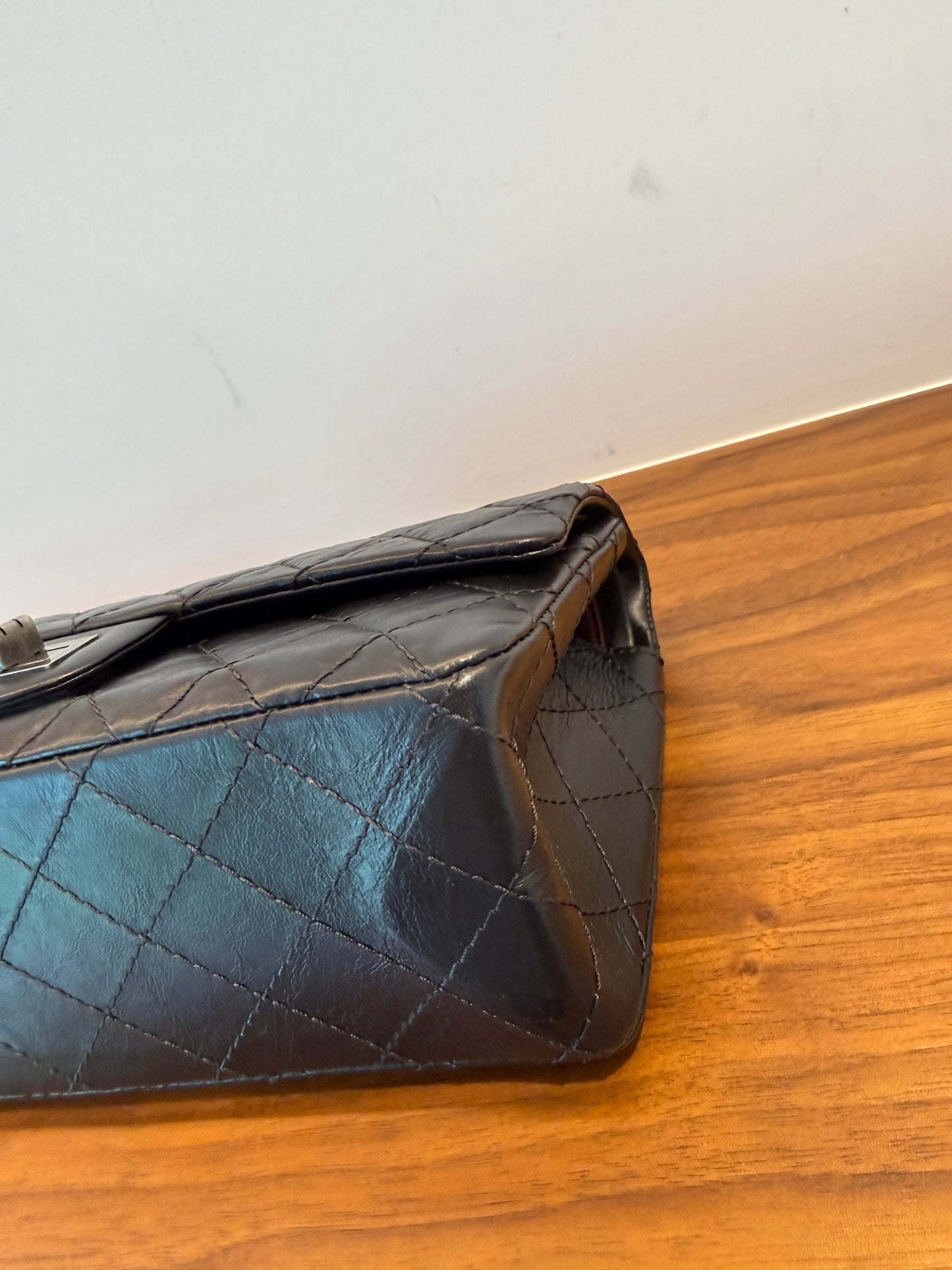 Chanel Aged Calfskin Quilted 2.55 Reissue 225 Classic Double Flap Black