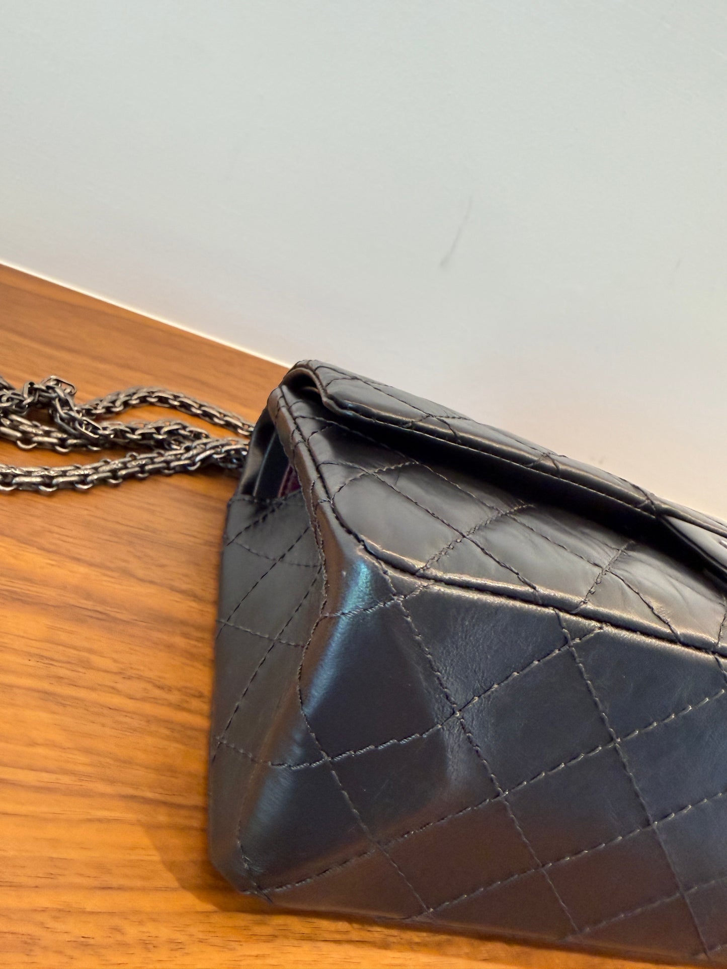 Chanel Aged Calfskin Quilted 2.55 Reissue 225 Classic Double Flap Black
