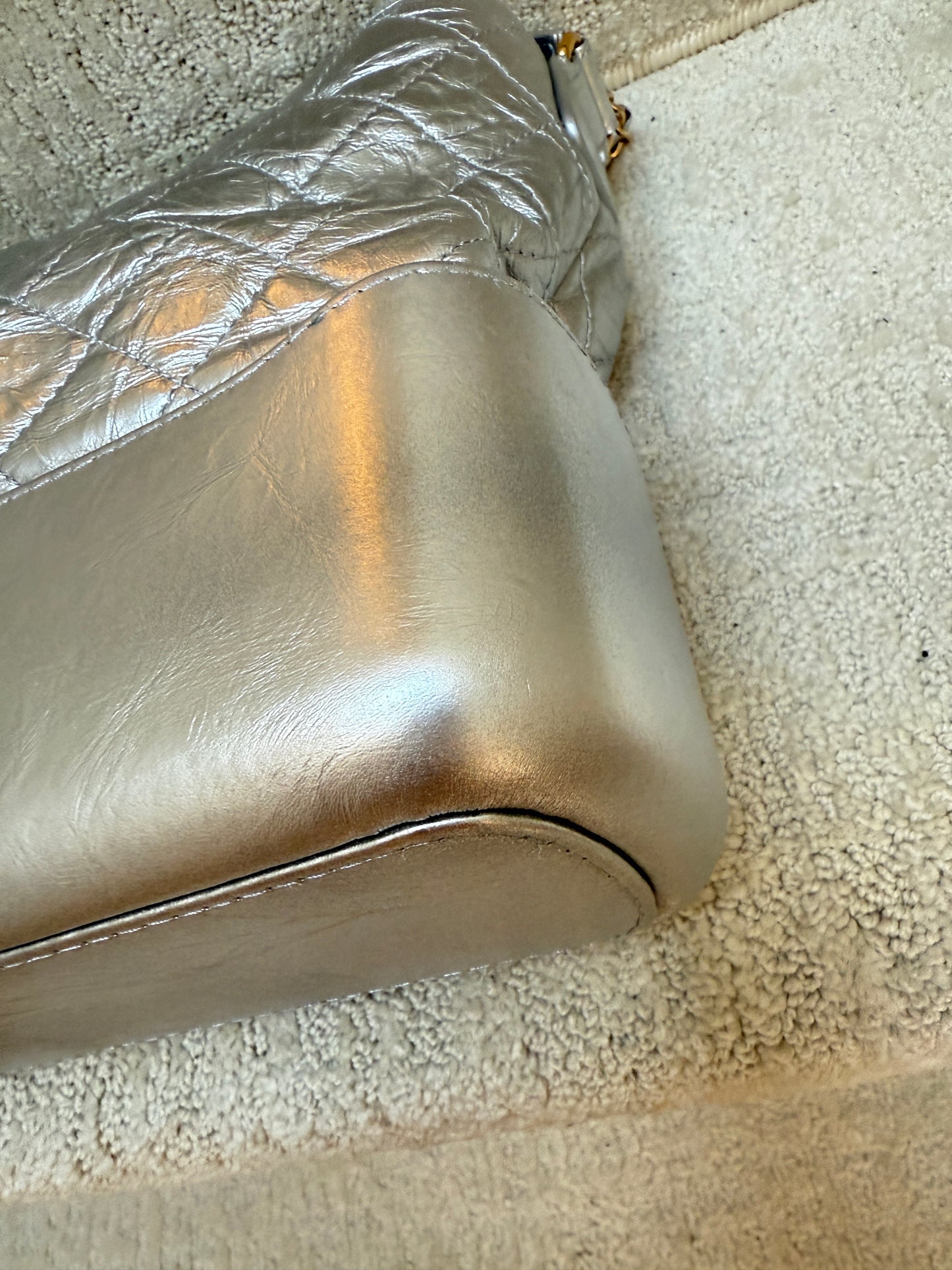 Chanel Metallic Aged Calfskin Quilted Medium Gabrielle Silver