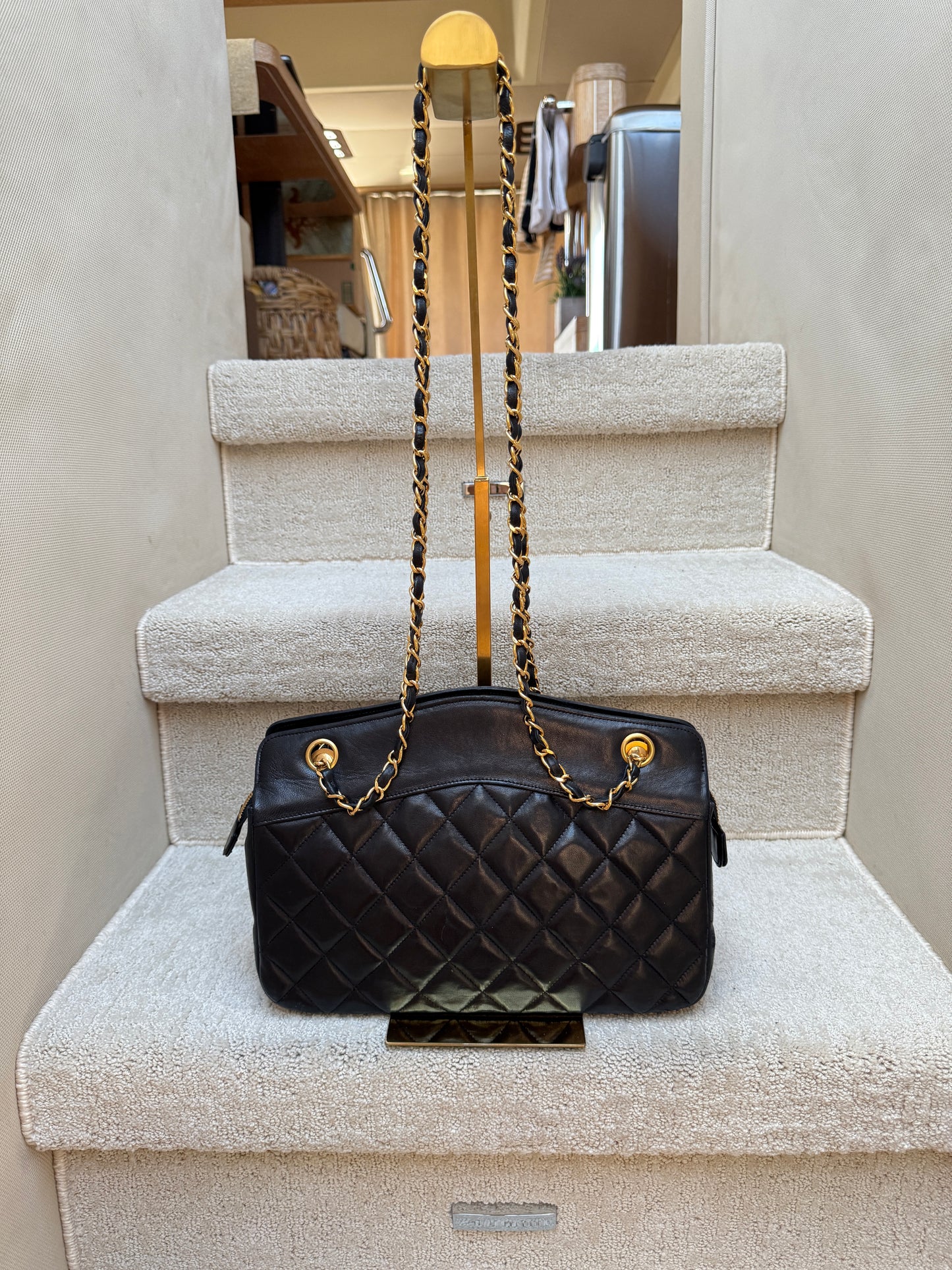 Vintage Chanel Matelasse Chain Shoulder Bag with Gold