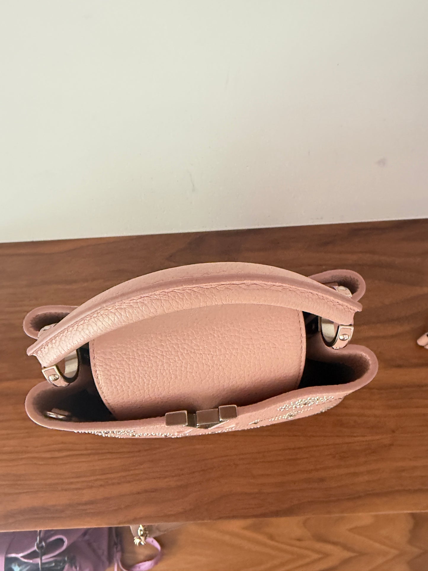 Louis Vuitton Taurillon Capucines BB Blush Limited Edition with Flower Studs