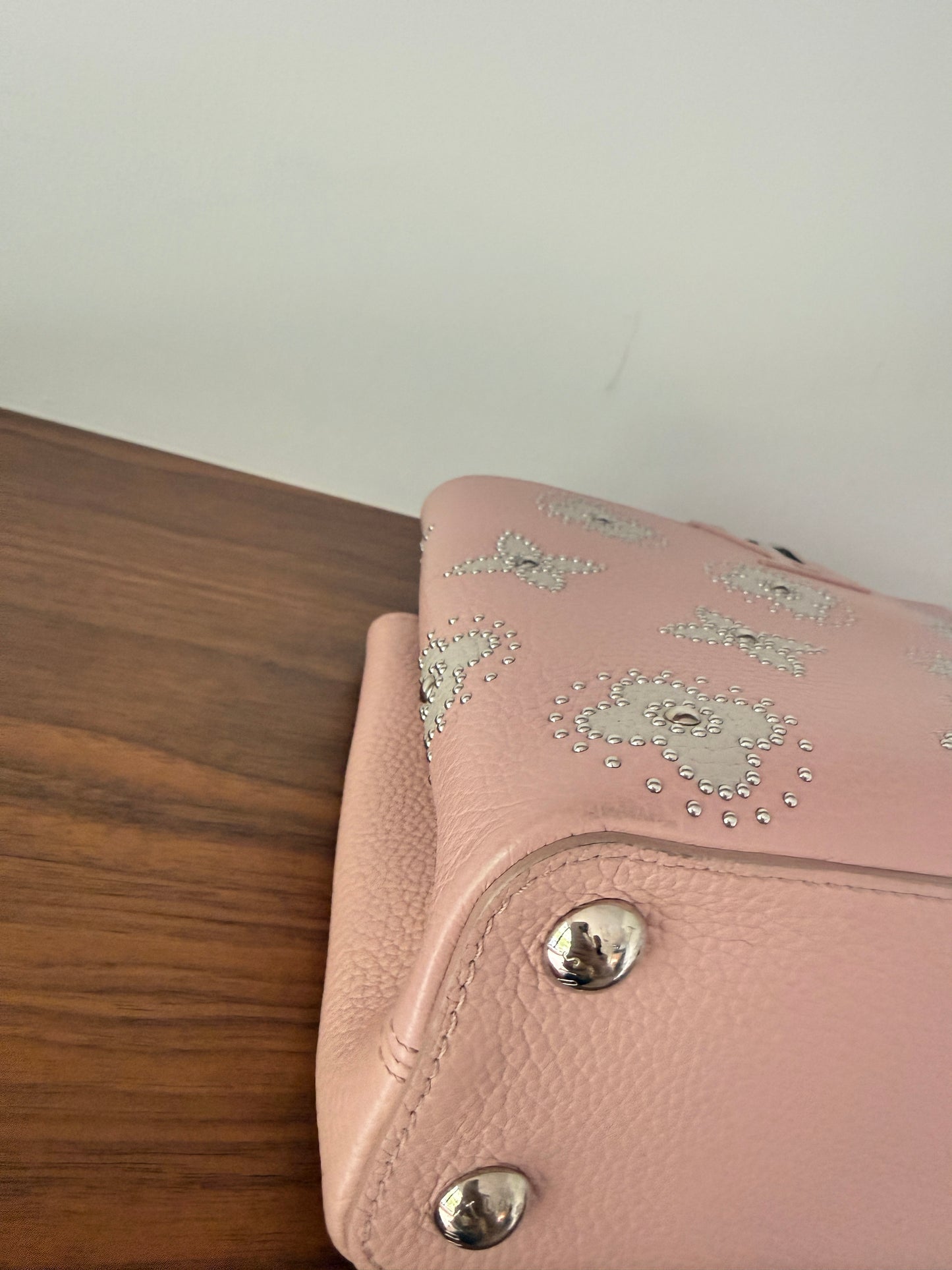 Louis Vuitton Taurillon Capucines BB Blush Limited Edition with Flower Studs