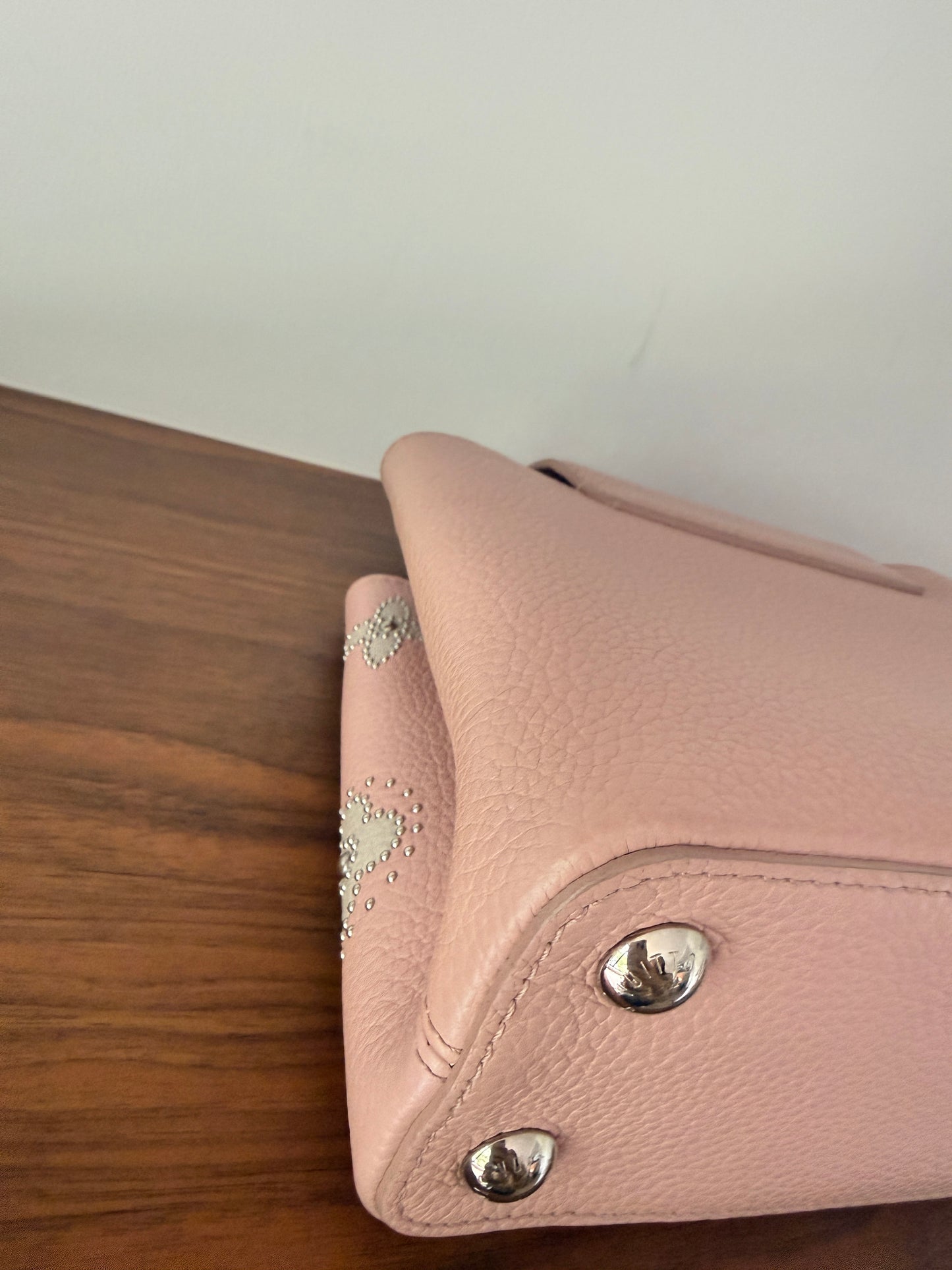 Louis Vuitton Taurillon Capucines BB Blush Limited Edition with Flower Studs