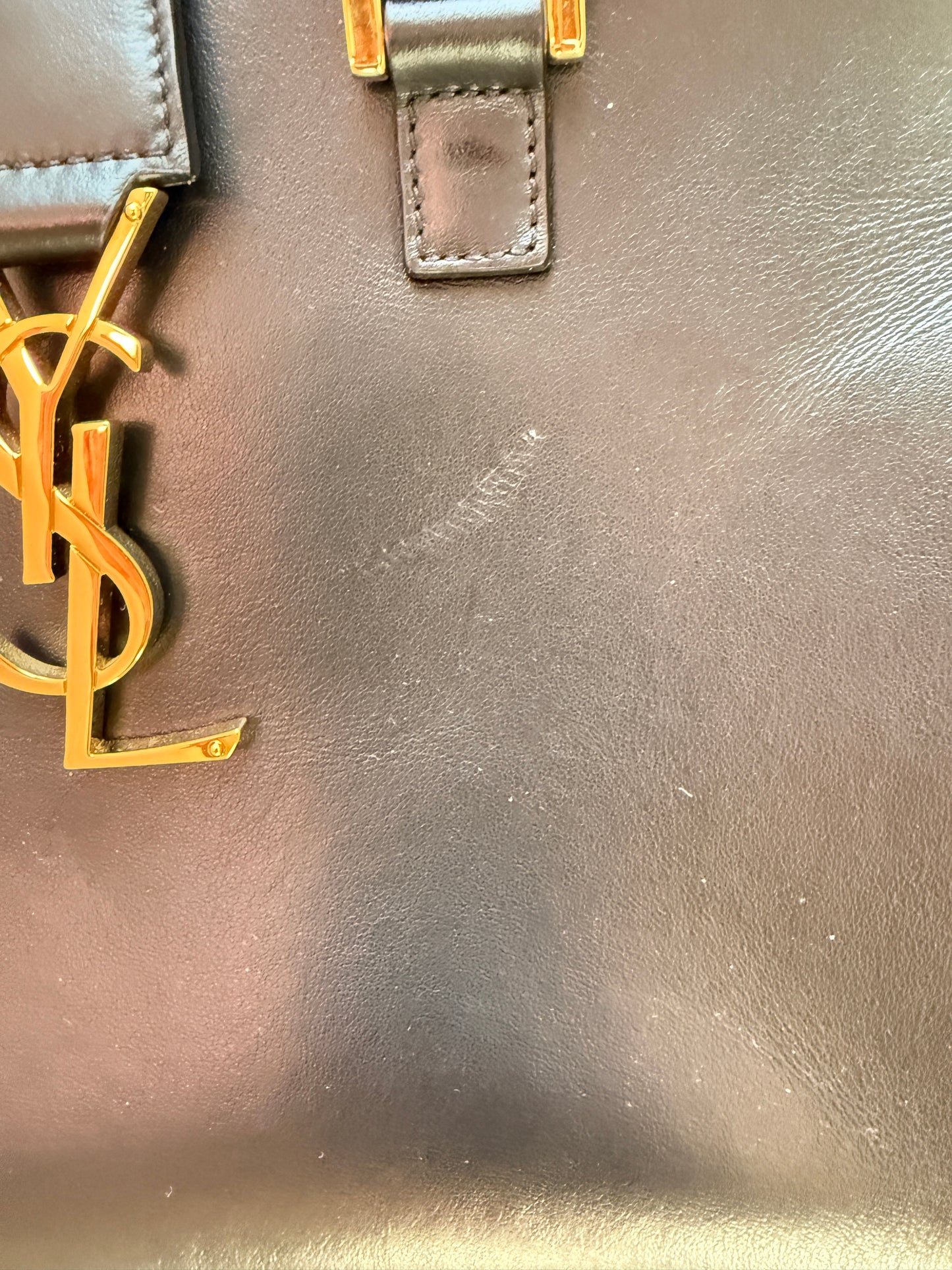 YSL Calfskin Monogram Baby Cabas Black