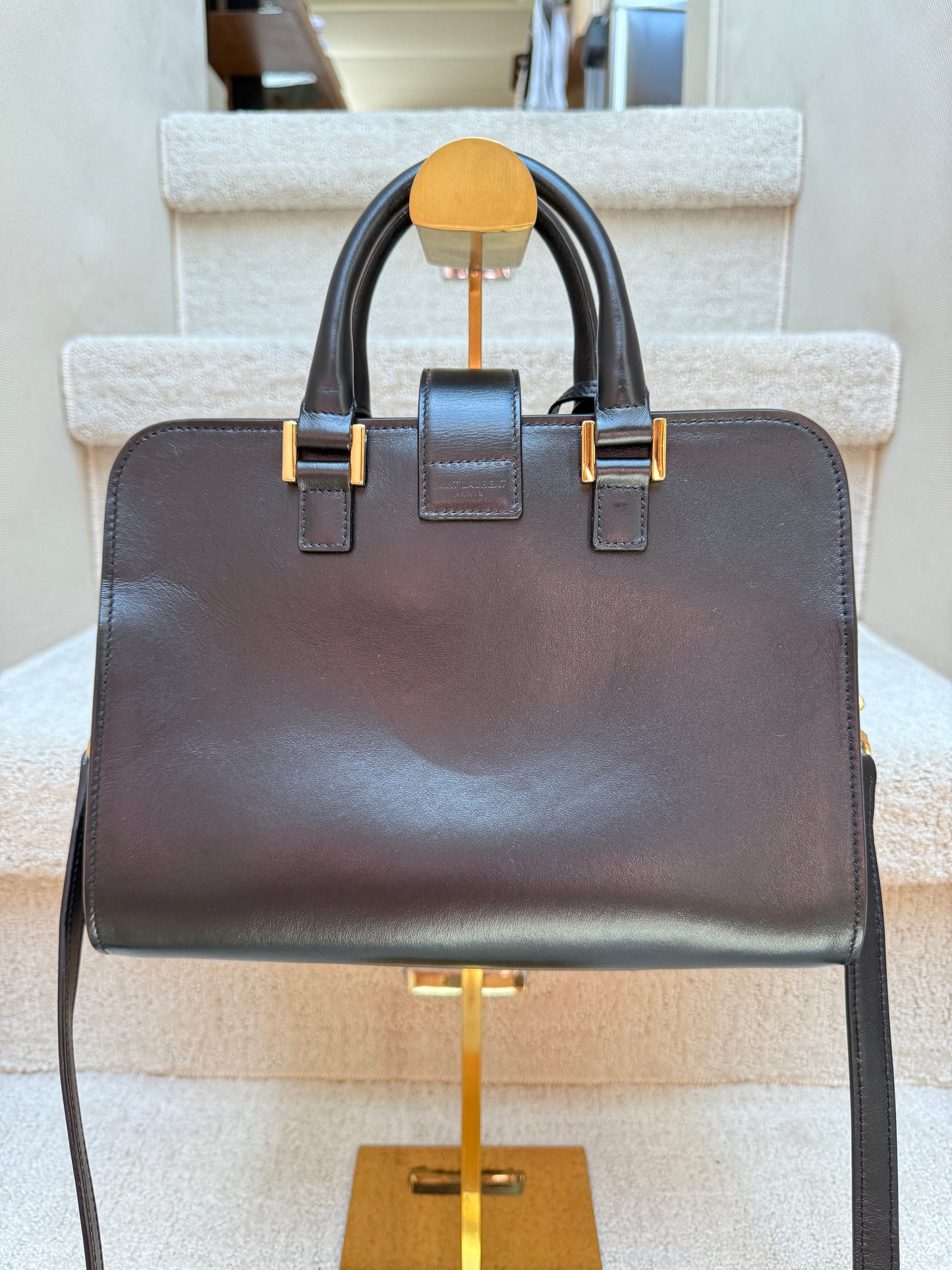 YSL Calfskin Monogram Baby Cabas Black