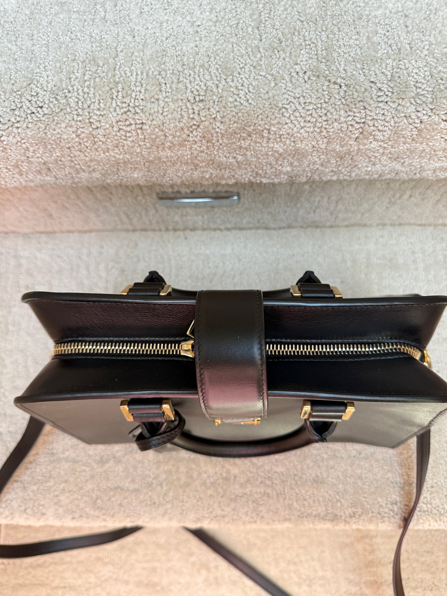 YSL Calfskin Monogram Baby Cabas Black