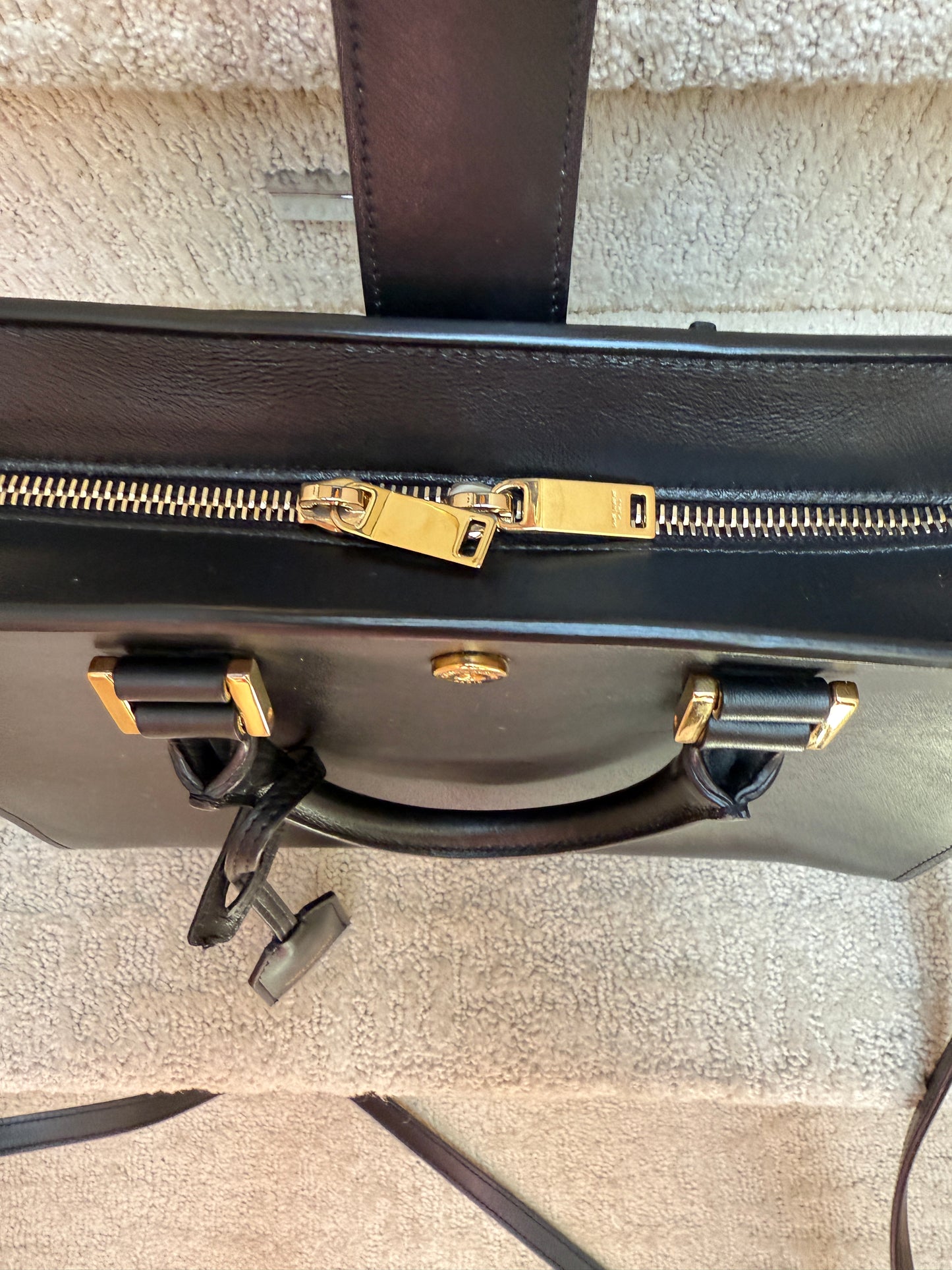YSL Calfskin Monogram Baby Cabas Black
