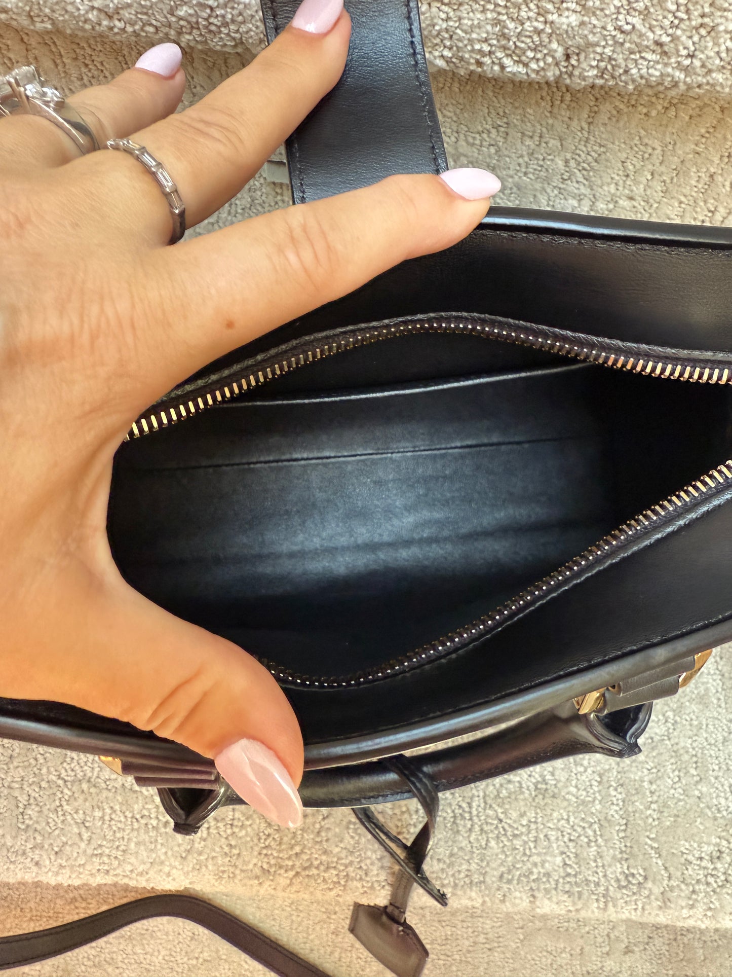 YSL Calfskin Monogram Baby Cabas Black