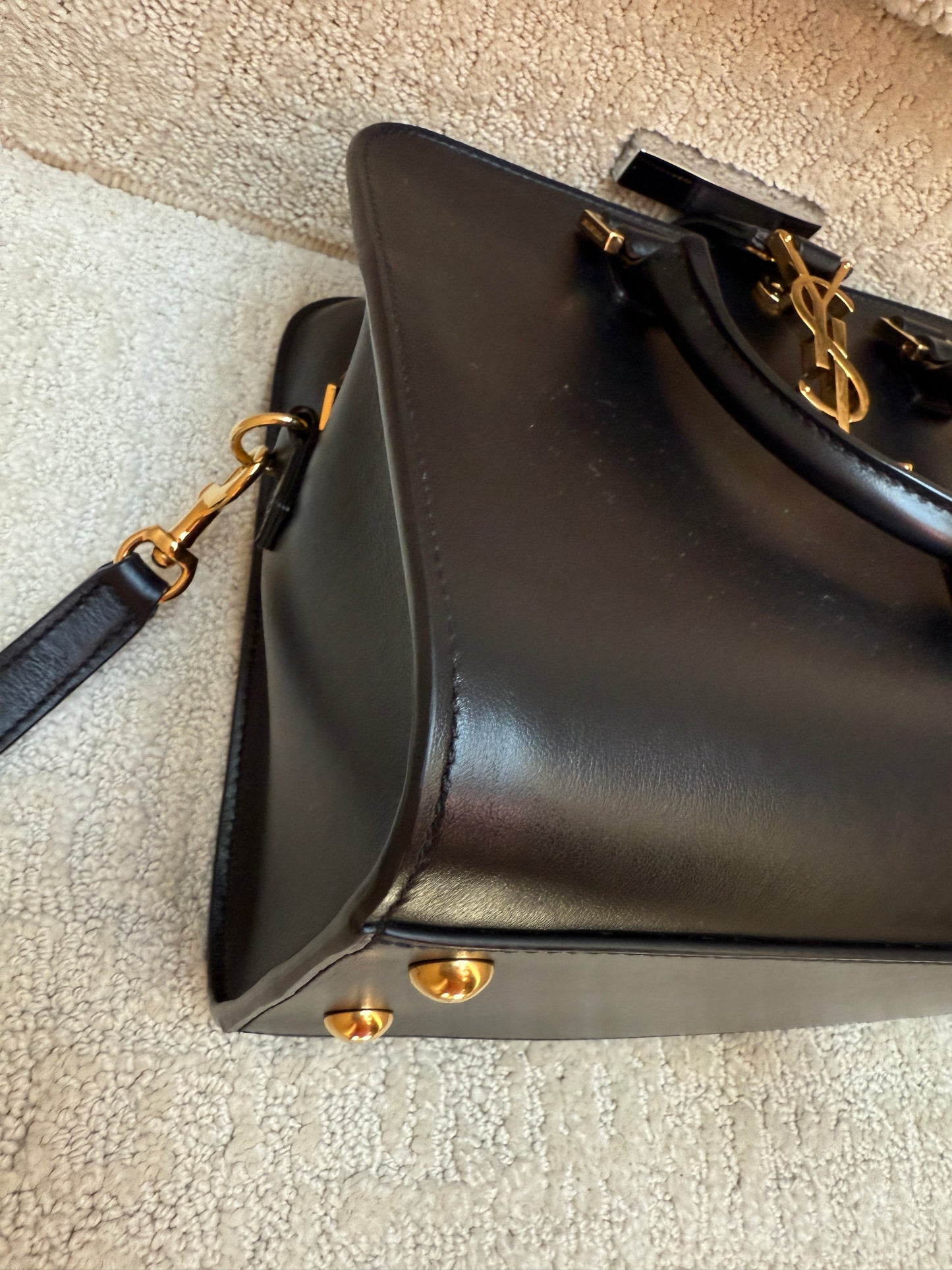 YSL Calfskin Monogram Baby Cabas Black