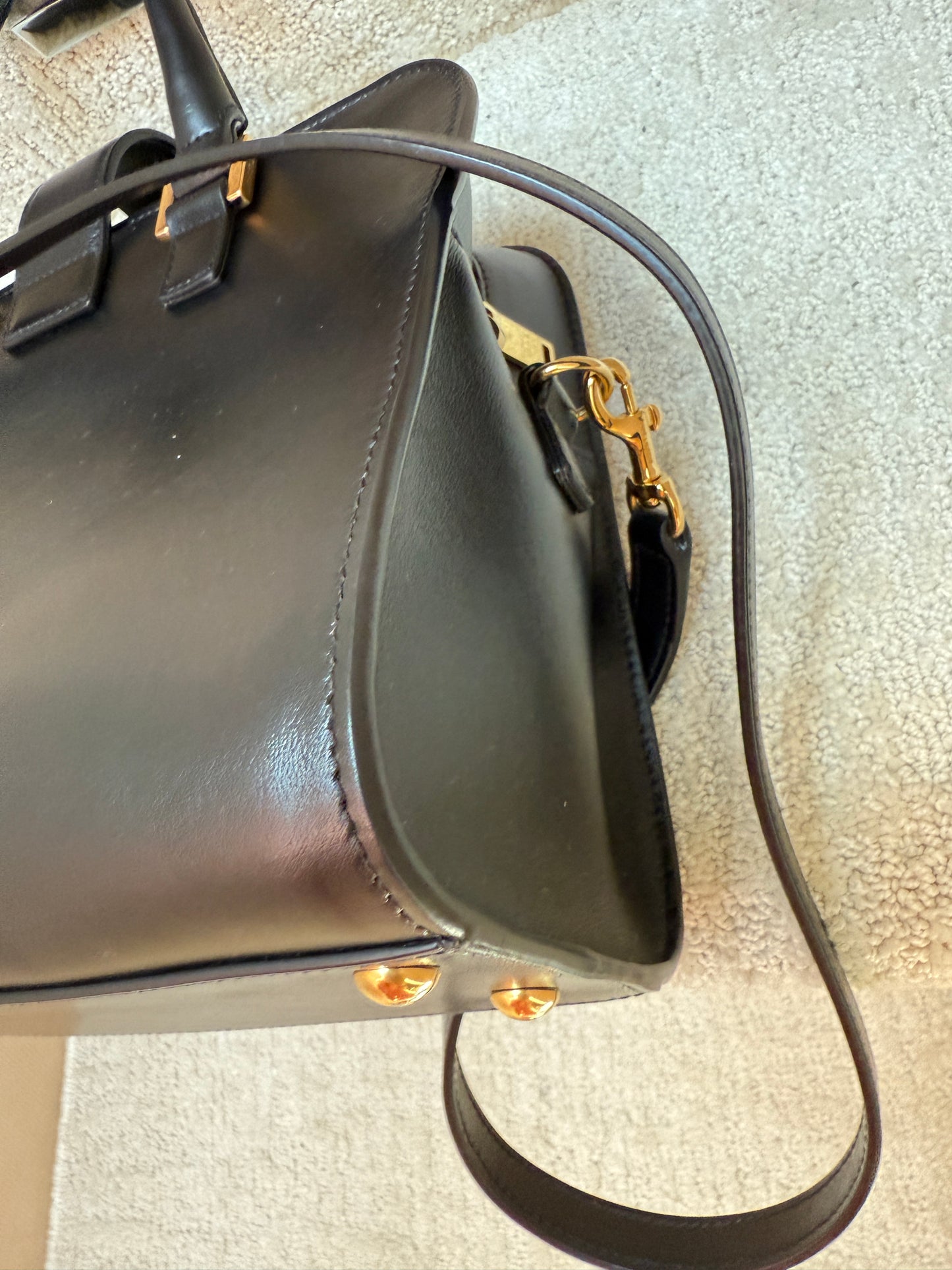 YSL Calfskin Monogram Baby Cabas Black