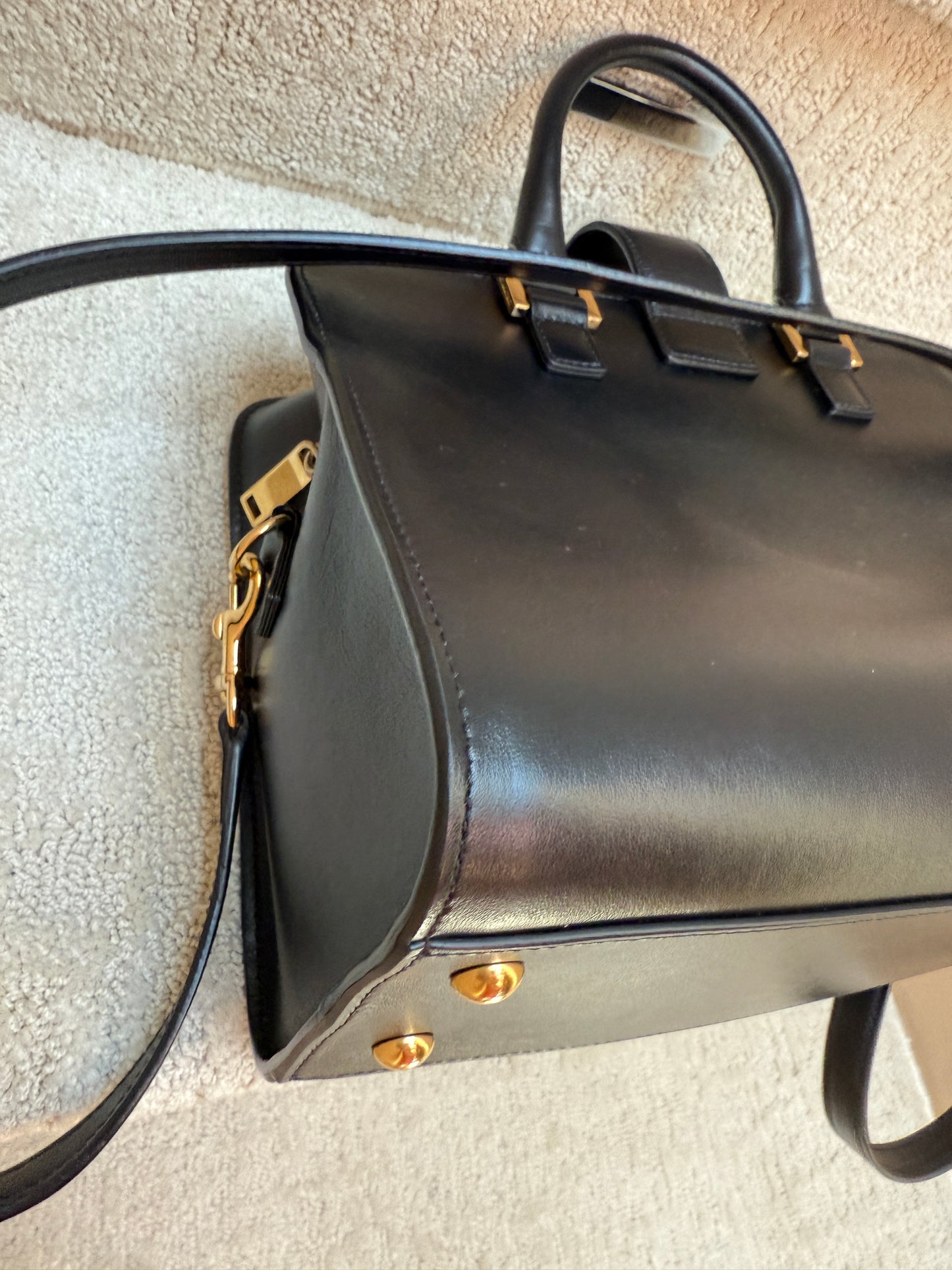 YSL Calfskin Monogram Baby Cabas Black