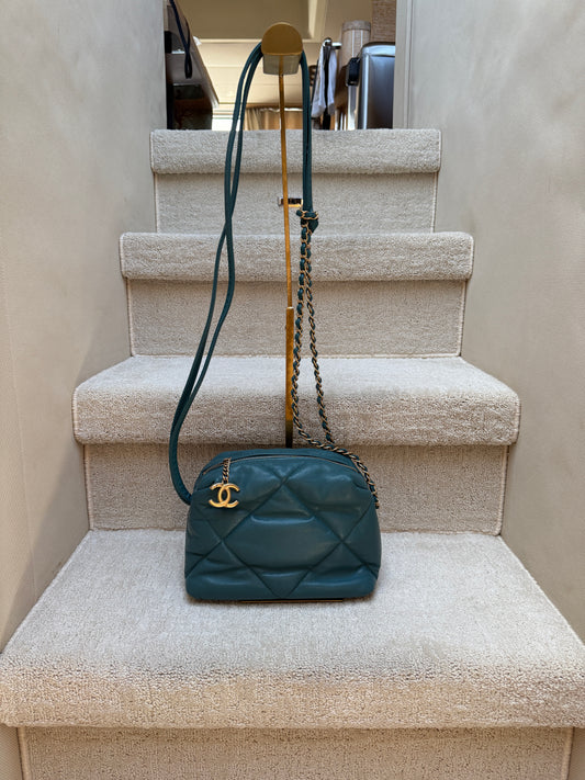 CHANEL Paris-New York Turquoise Bowling Crossbody Bag