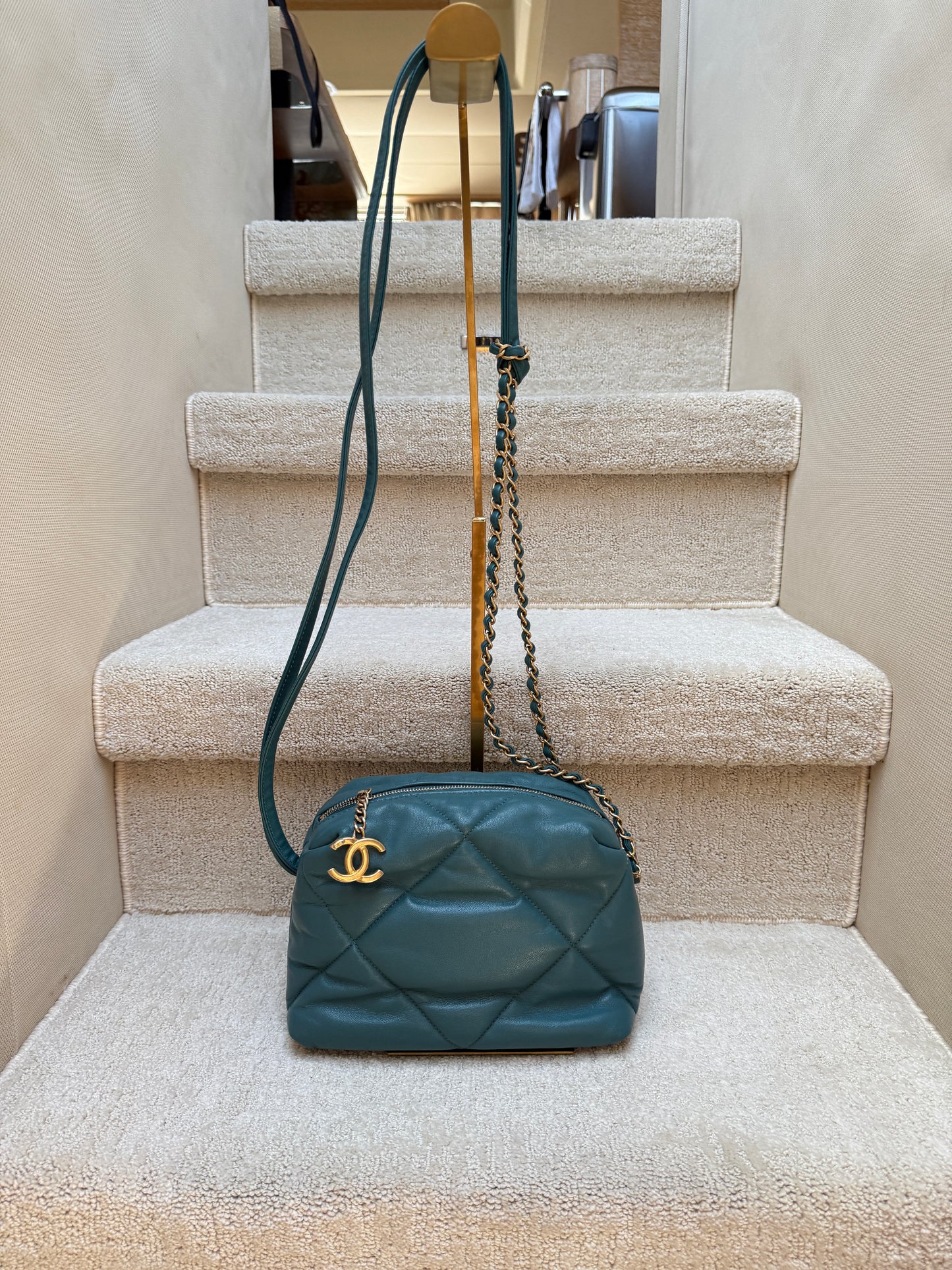 CHANEL Paris-New York Turquoise Bowling Crossbody Bag
