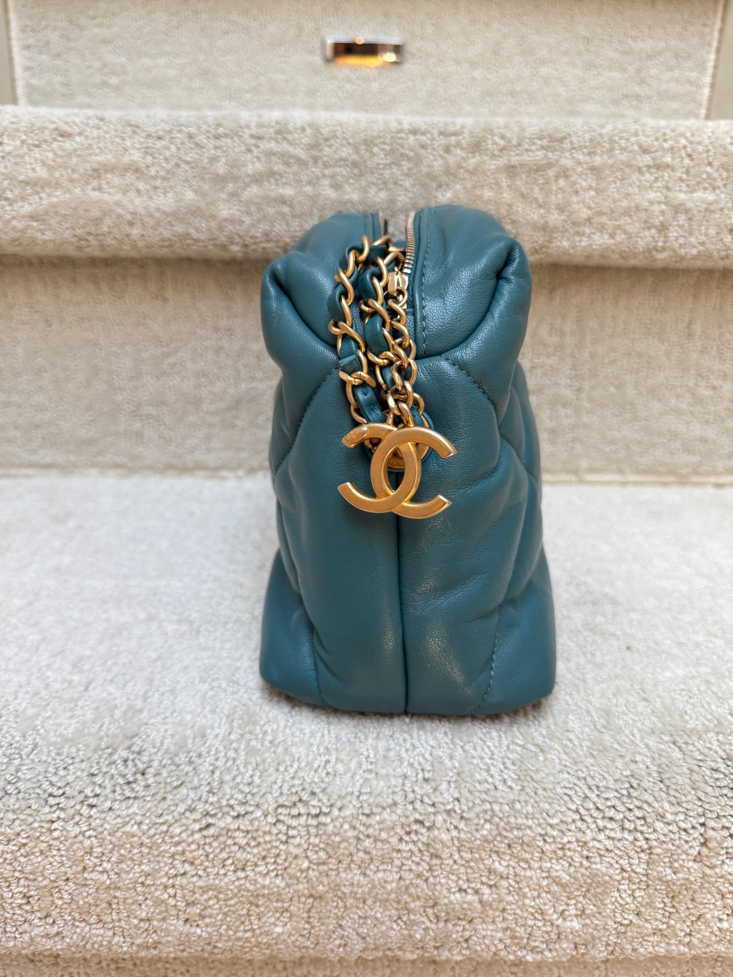 CHANEL Paris-New York Turquoise Bowling Crossbody Bag