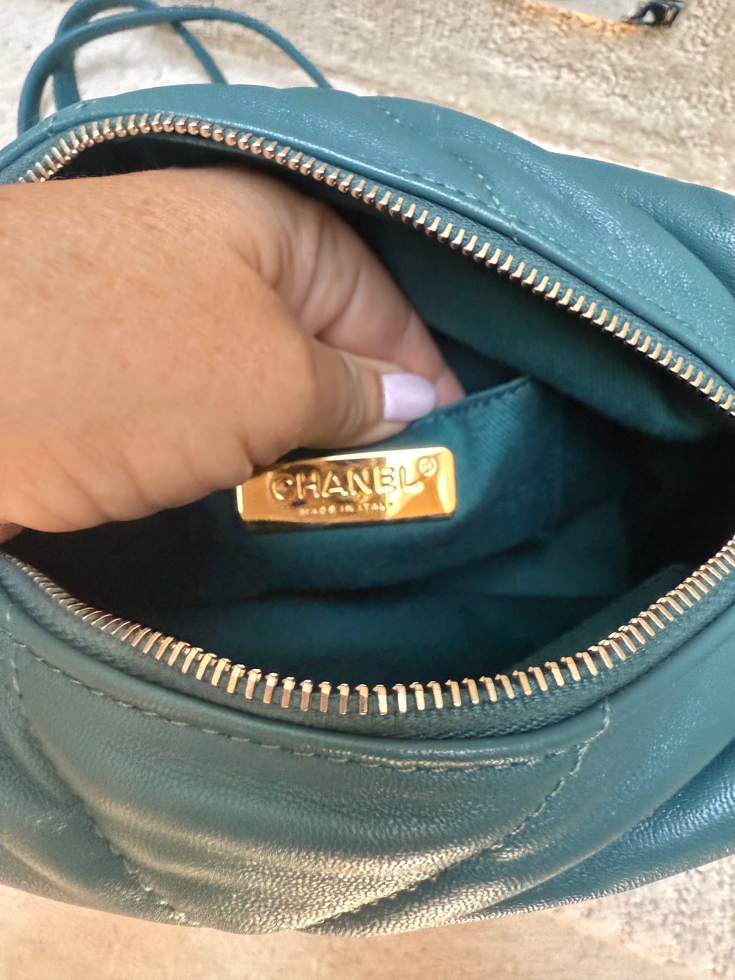 CHANEL Paris-New York Turquoise Bowling Crossbody Bag
