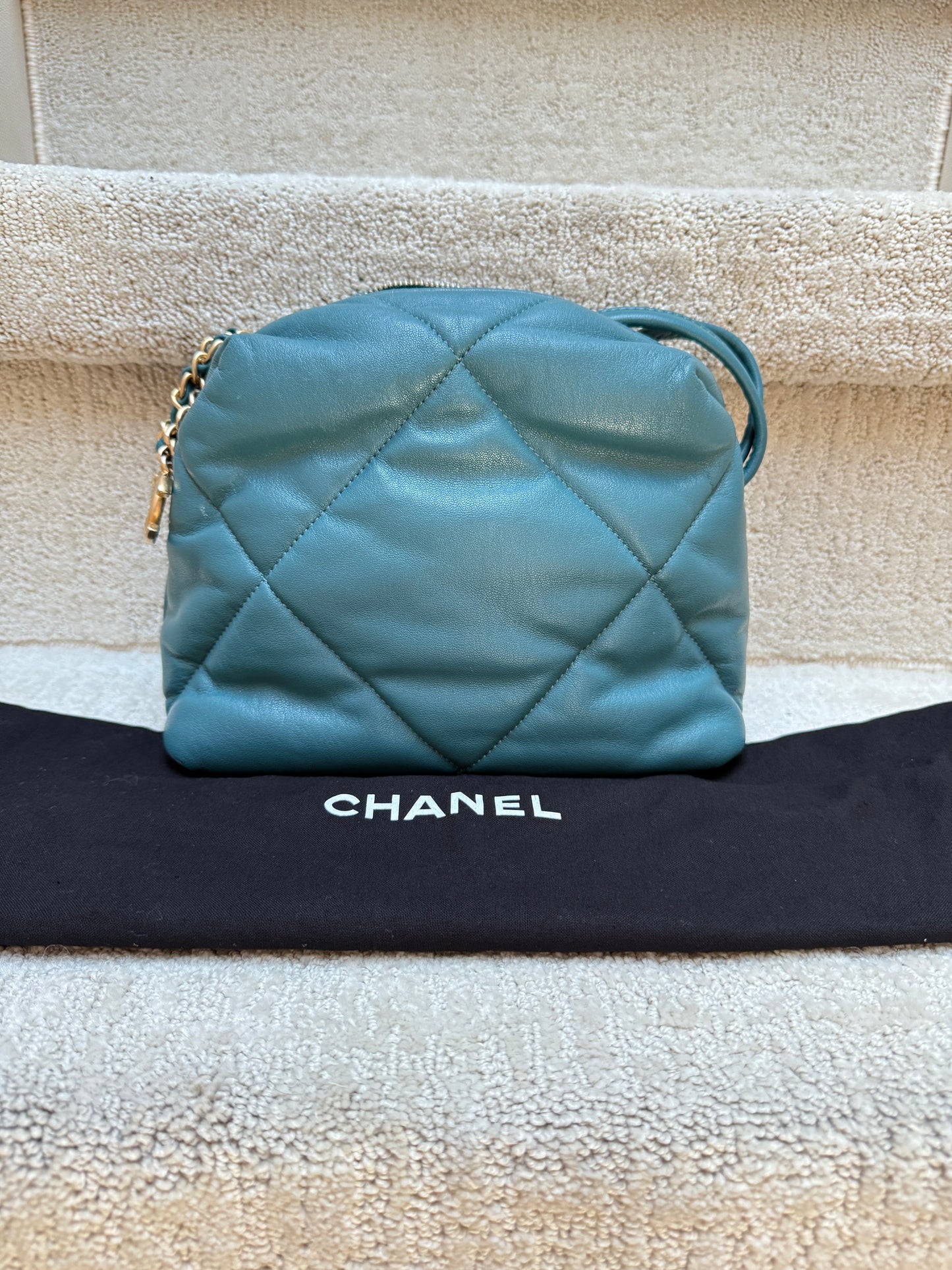 CHANEL Paris-New York Turquoise Bowling Crossbody Bag