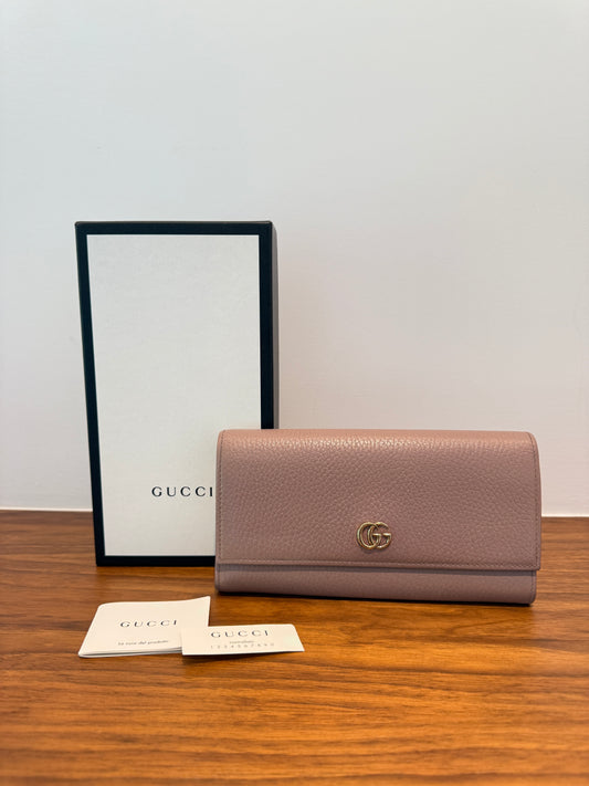Gucci Full Size Wallet in Beige Leather