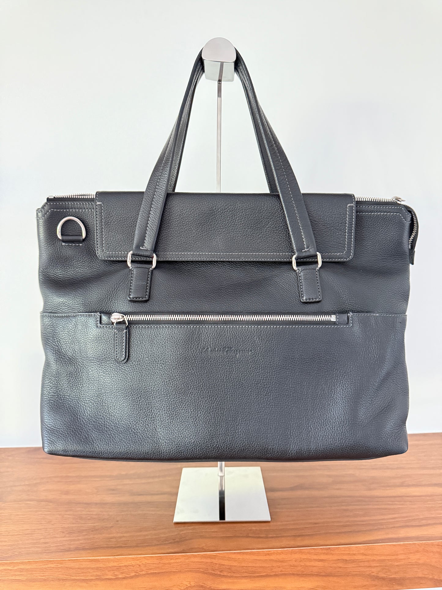 Salvatore Ferragamo Black Leather Large Tote Unisex