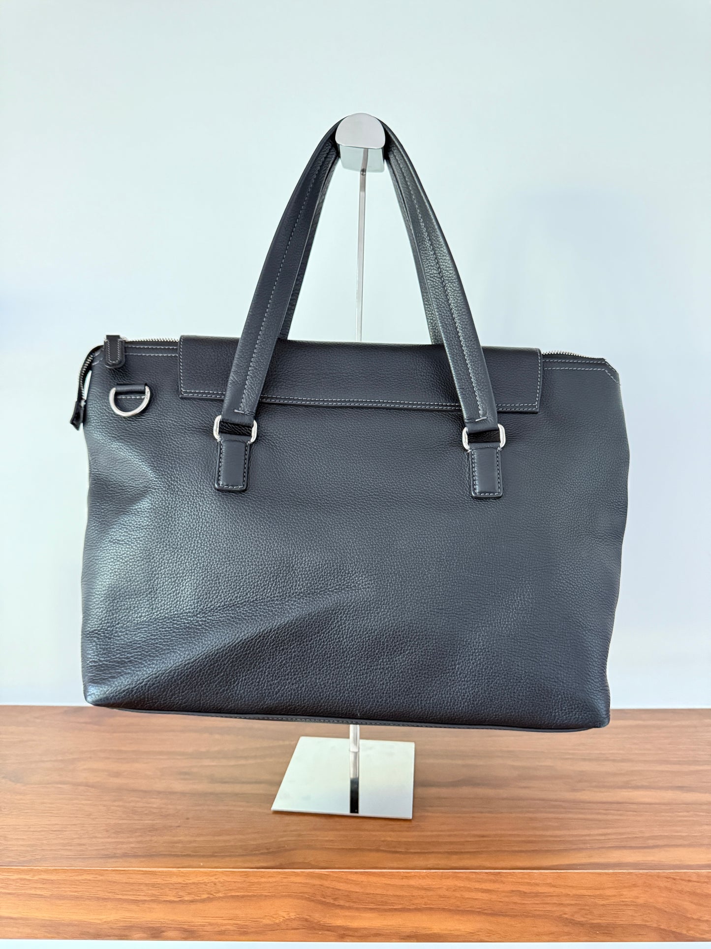 Salvatore Ferragamo Black Leather Large Tote Unisex