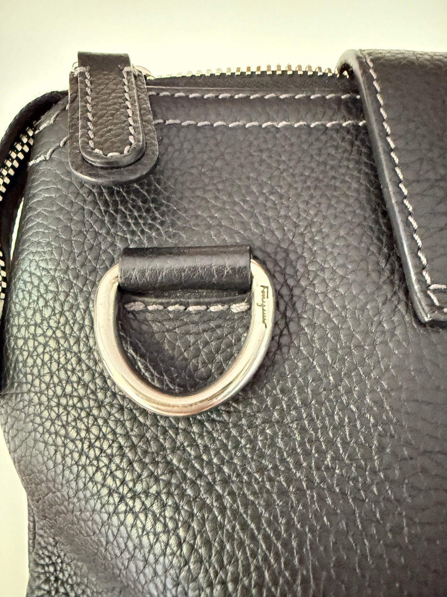 Salvatore Ferragamo Black Leather Large Tote Unisex