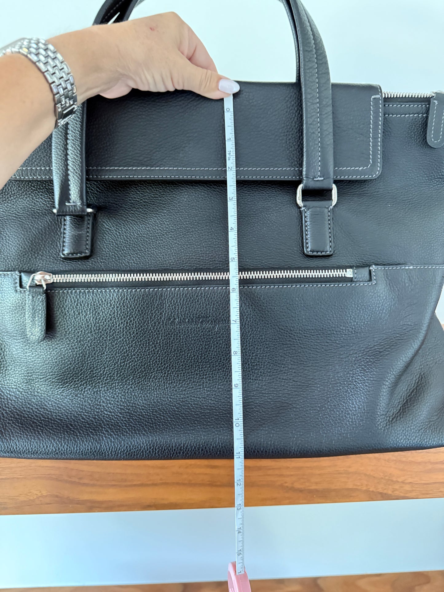 Salvatore Ferragamo Black Leather Large Tote Unisex