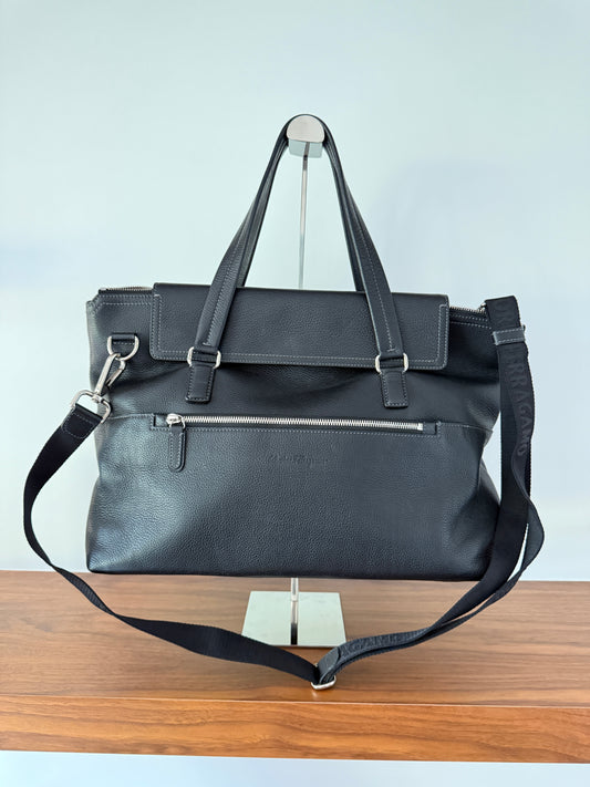 Salvatore Ferragamo Black Leather Large Tote Unisex