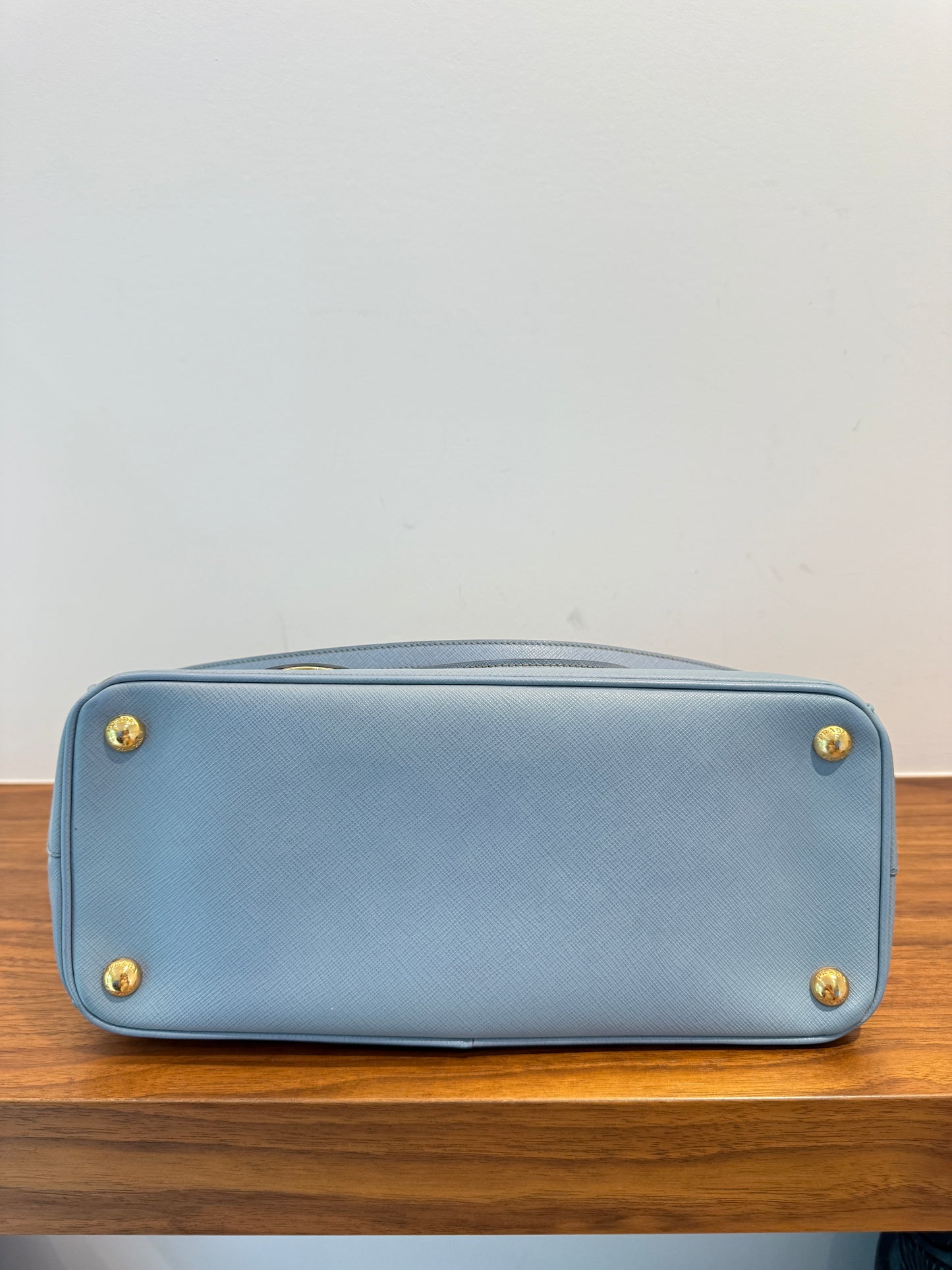Prada Saffiano Small Galleria Double Zip Tote in Blue