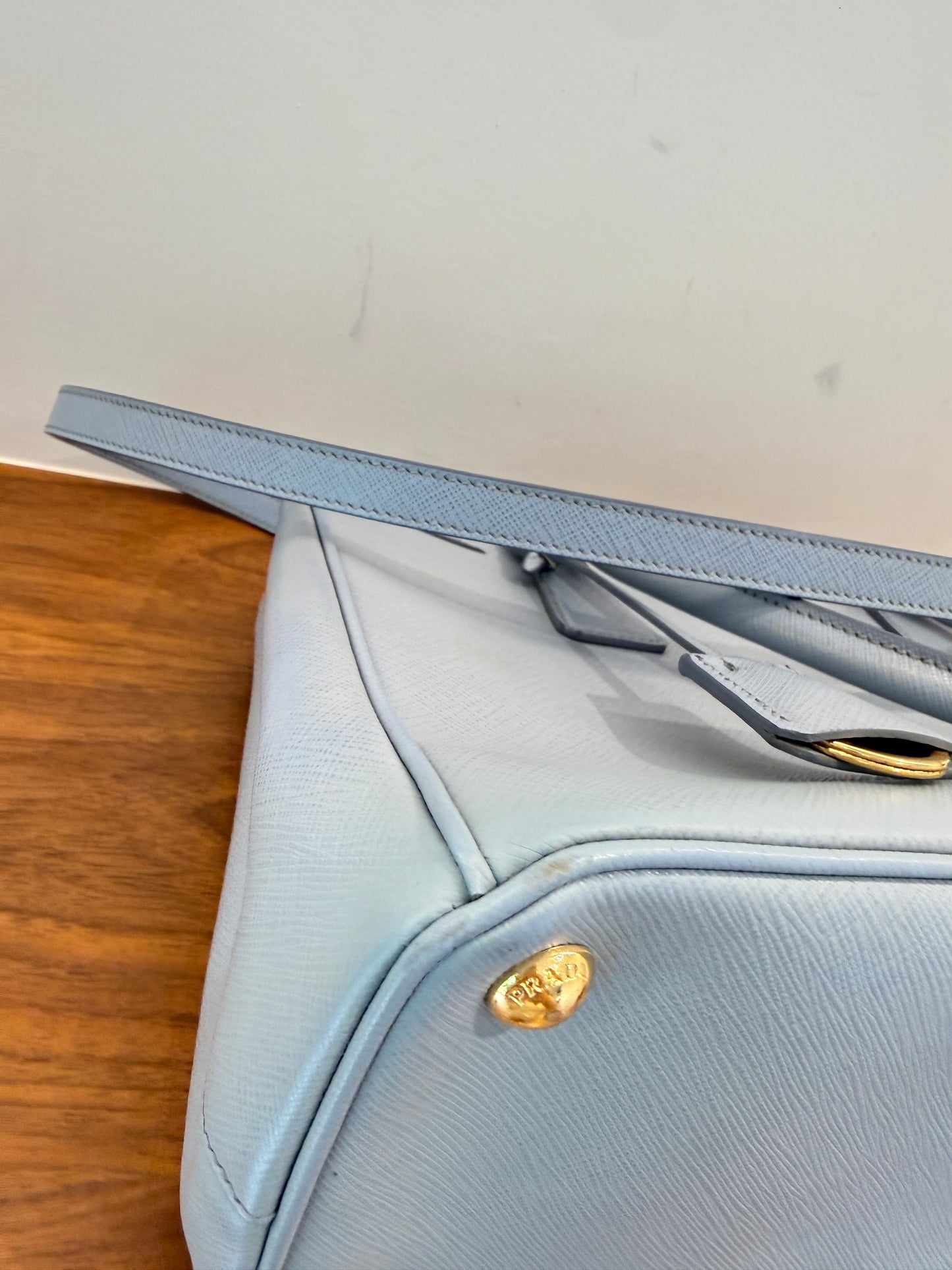 Prada Saffiano Small Galleria Double Zip Tote in Blue