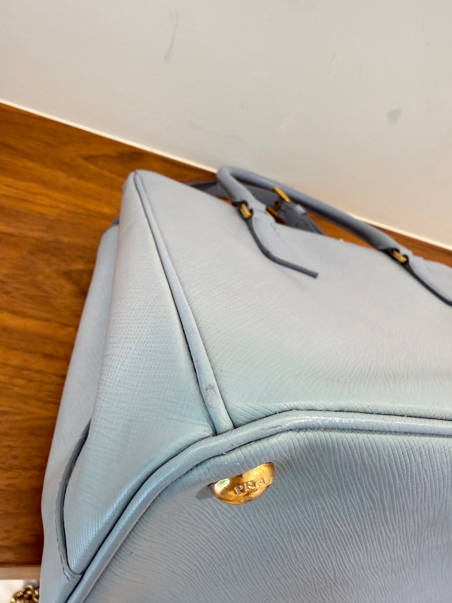 Prada Saffiano Small Galleria Double Zip Tote in Blue