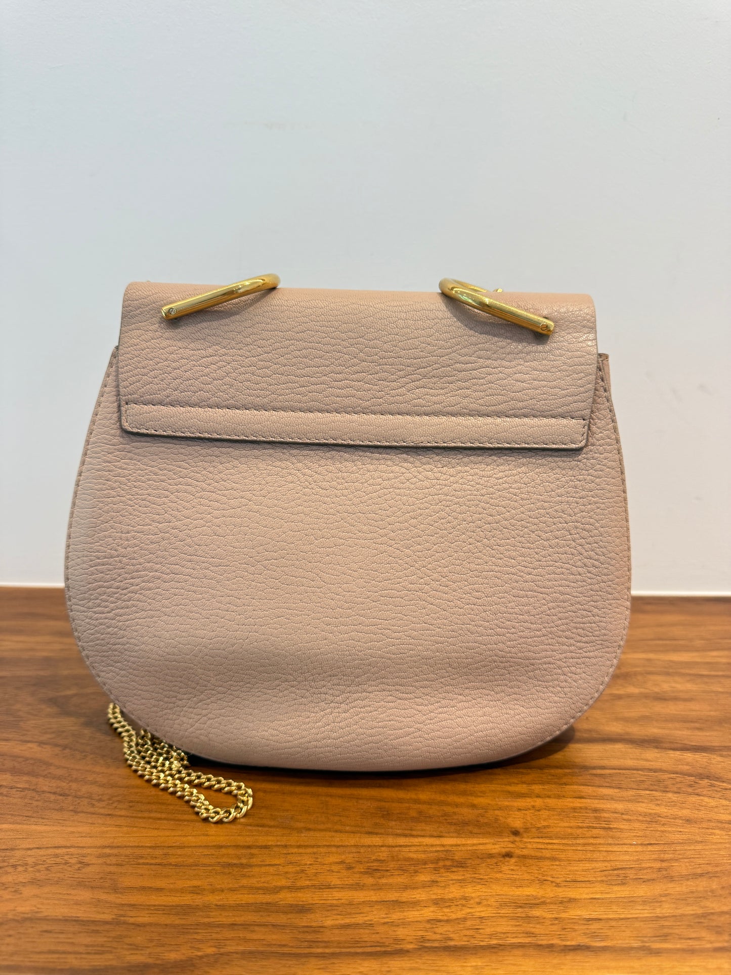 Chloe Grained Lambskin Drew Shoulder Bag Cement Pink Pre-Owned