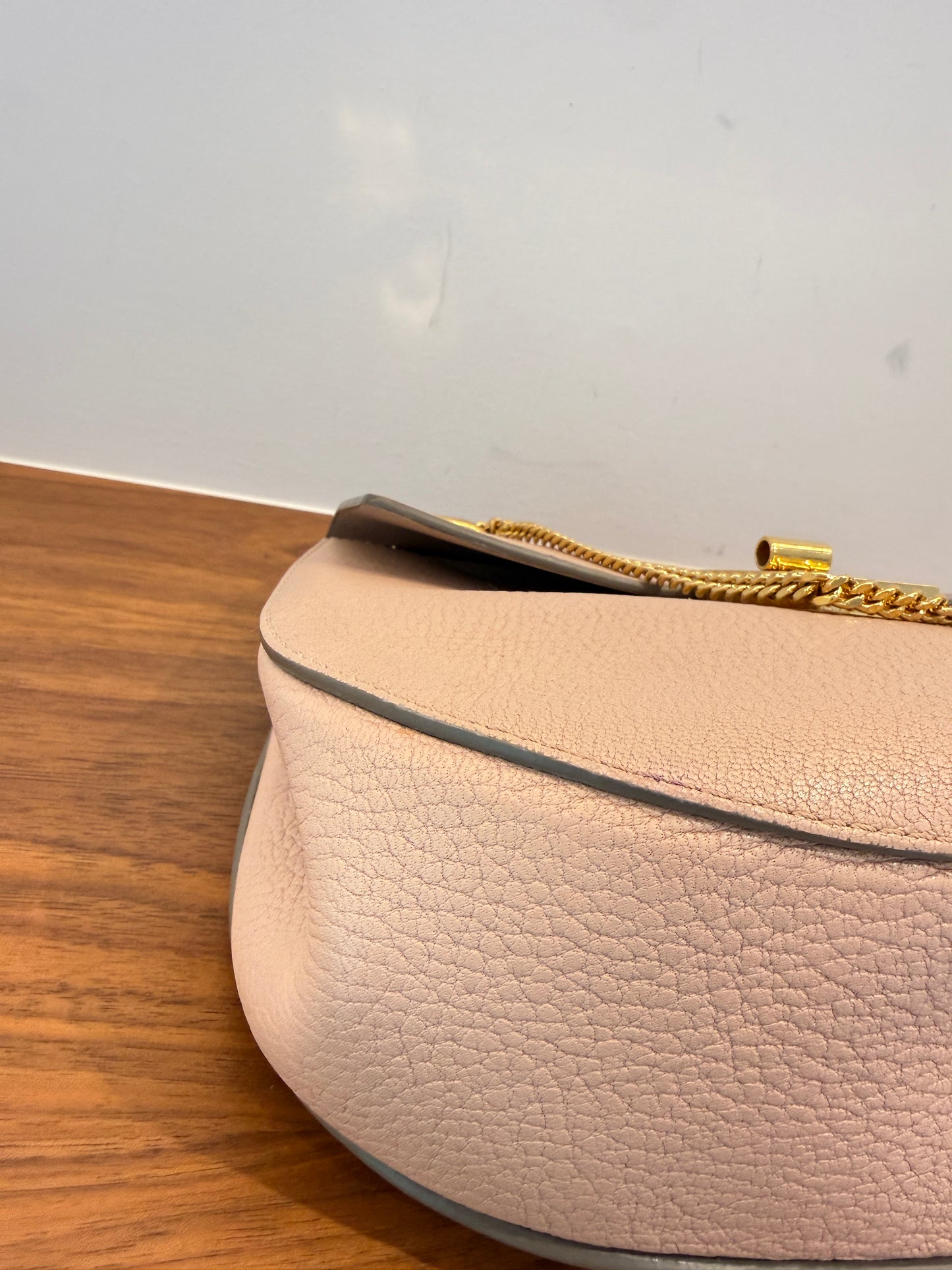 Chloe Grained Lambskin Drew Shoulder Bag Cement Pink Pre-Owned